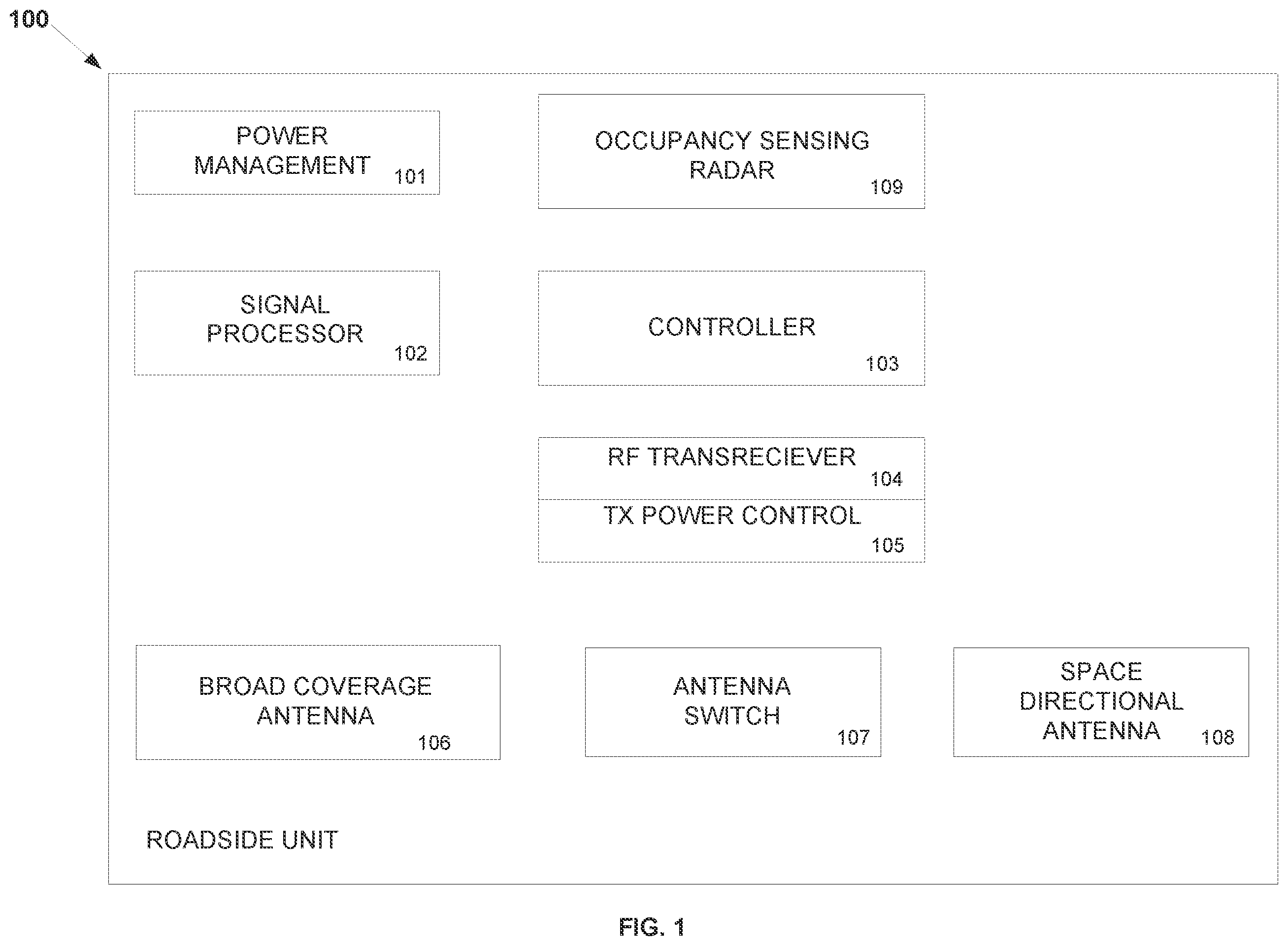 Patent US11847916 Figure 1 – Advanced parking management system