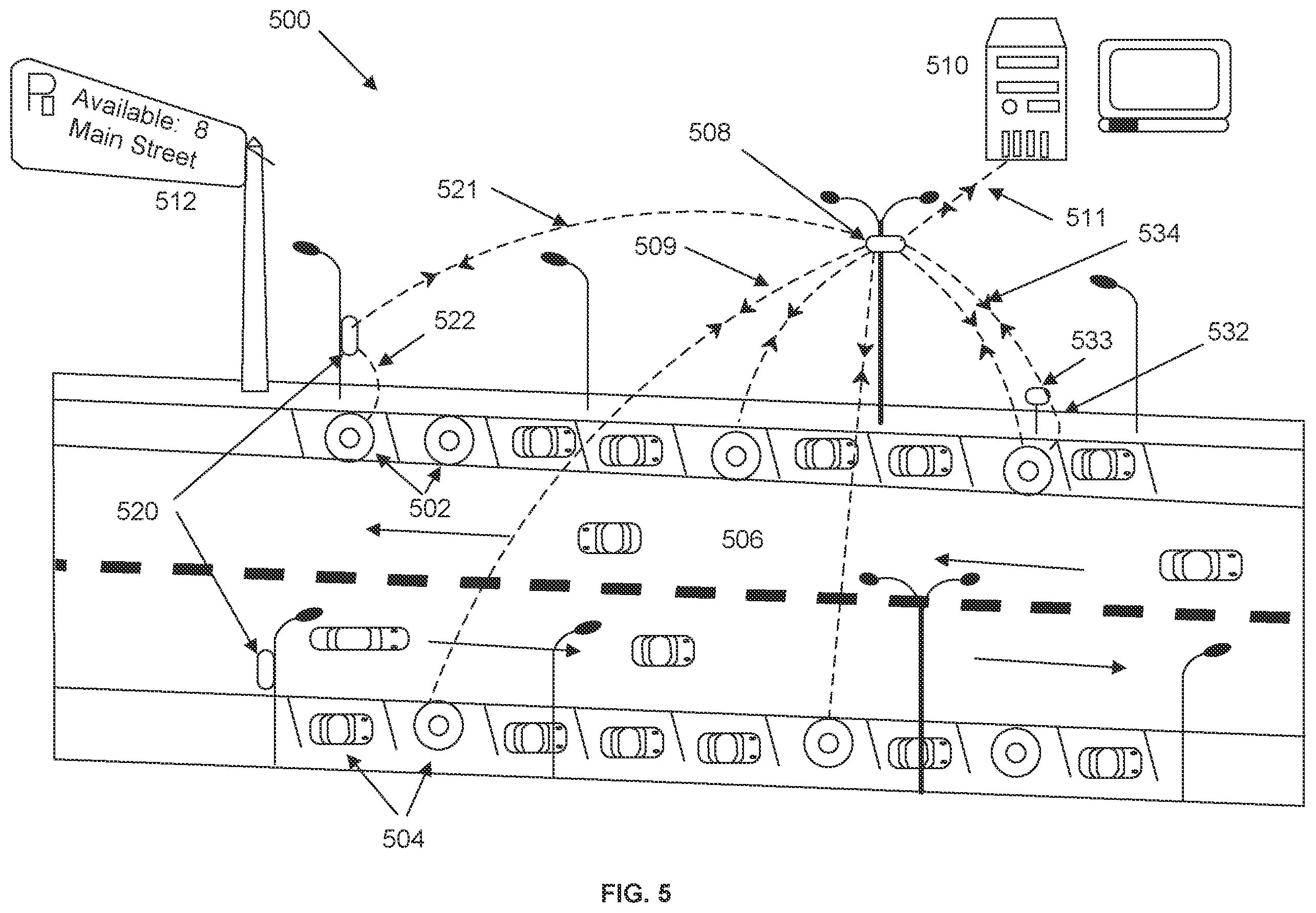 Patent US11847916 Figure 5 – Advanced parking management system