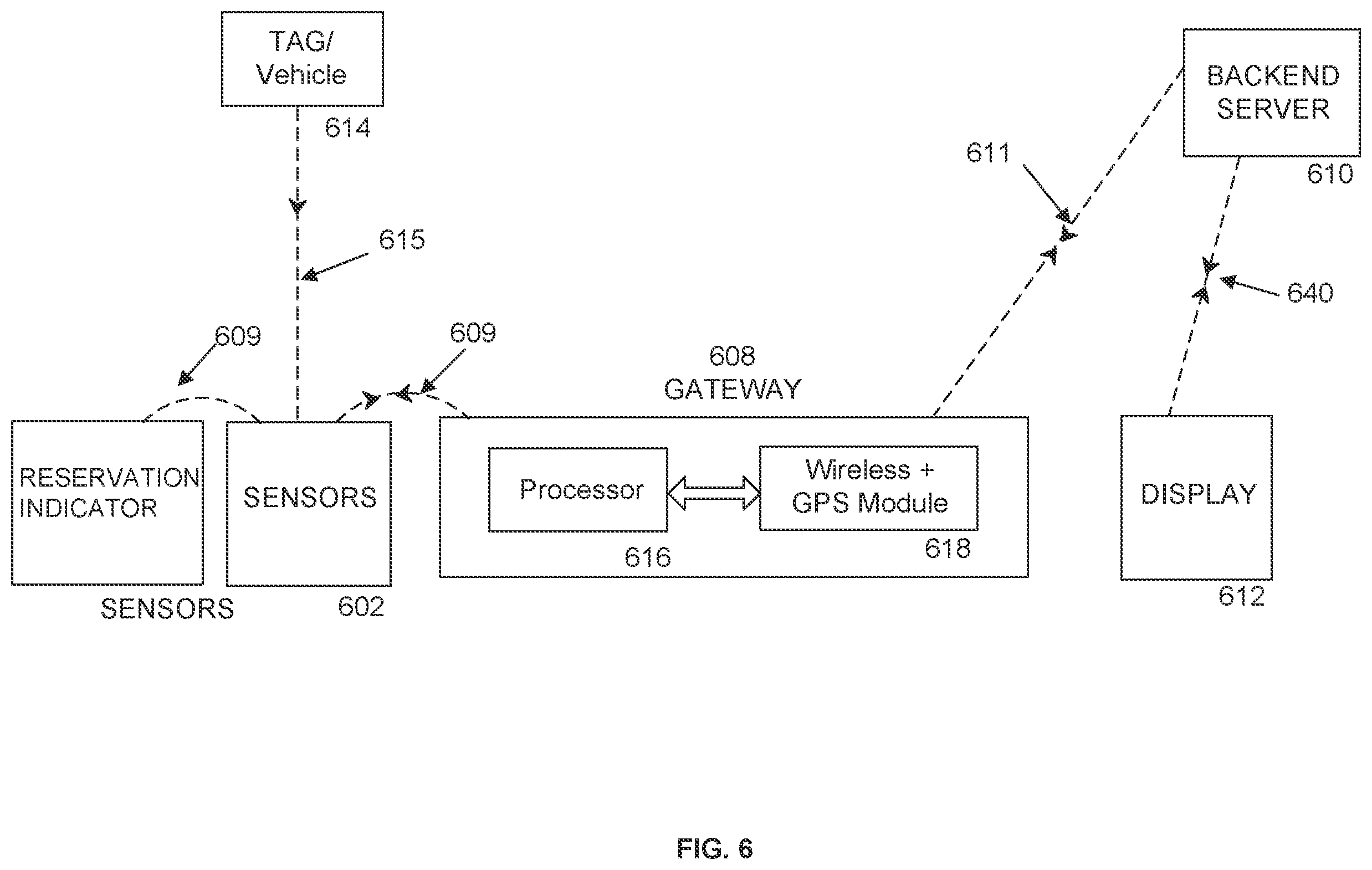 Patent US11847916 Figure 6 – Advanced parking management system