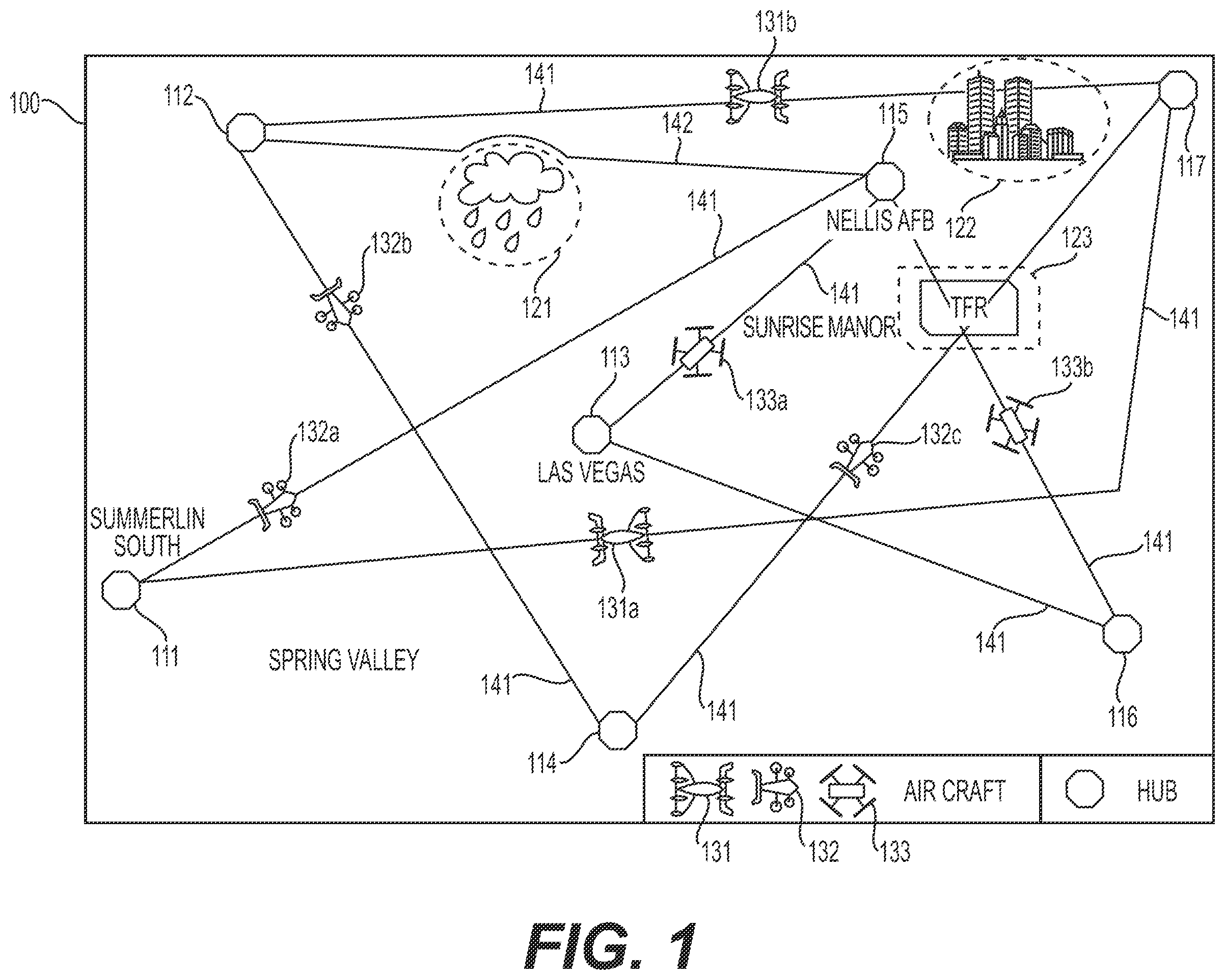 Patent US11847925 Figure 1 – Systems and methods to display an elevated landing port for an urban air mobility vehicle