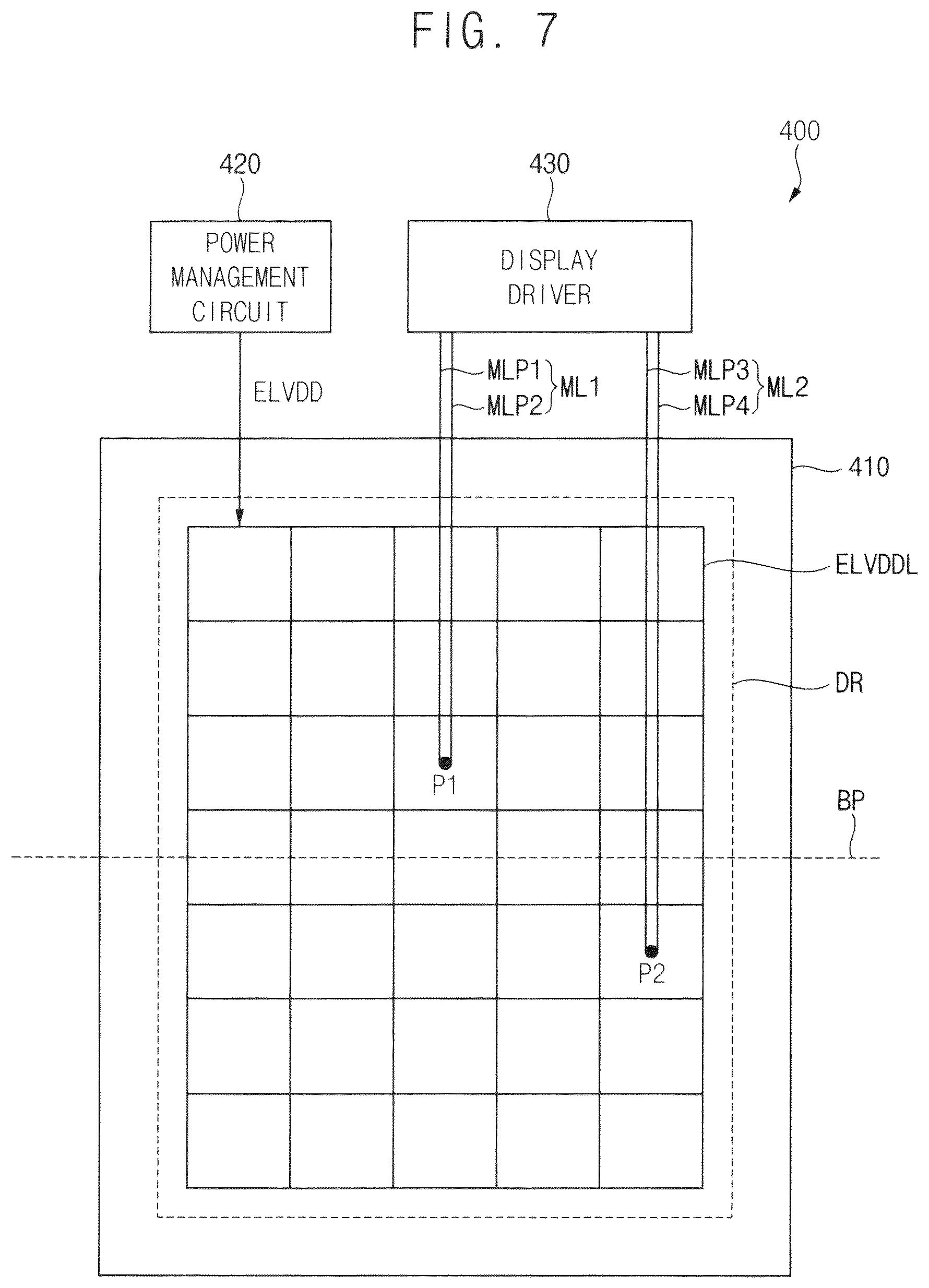 Patent US11847947 Figure 7 – Flexible display device for detecting deformation position and deformation amount and electronic device including the same