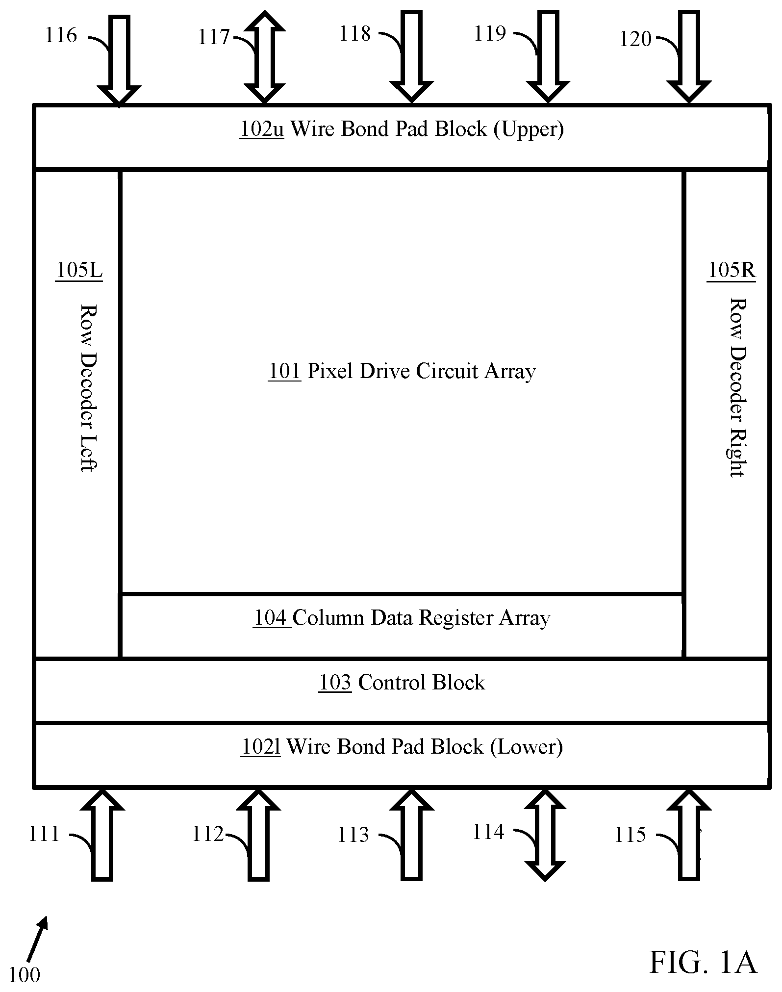 Patent US11847957 Figure 1 – Backplane for an array of emissive elements