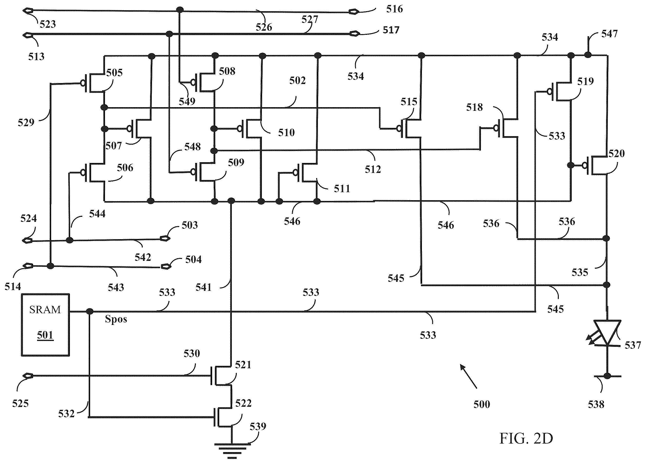 Patent US11847957 Figure 6 – Backplane for an array of emissive elements