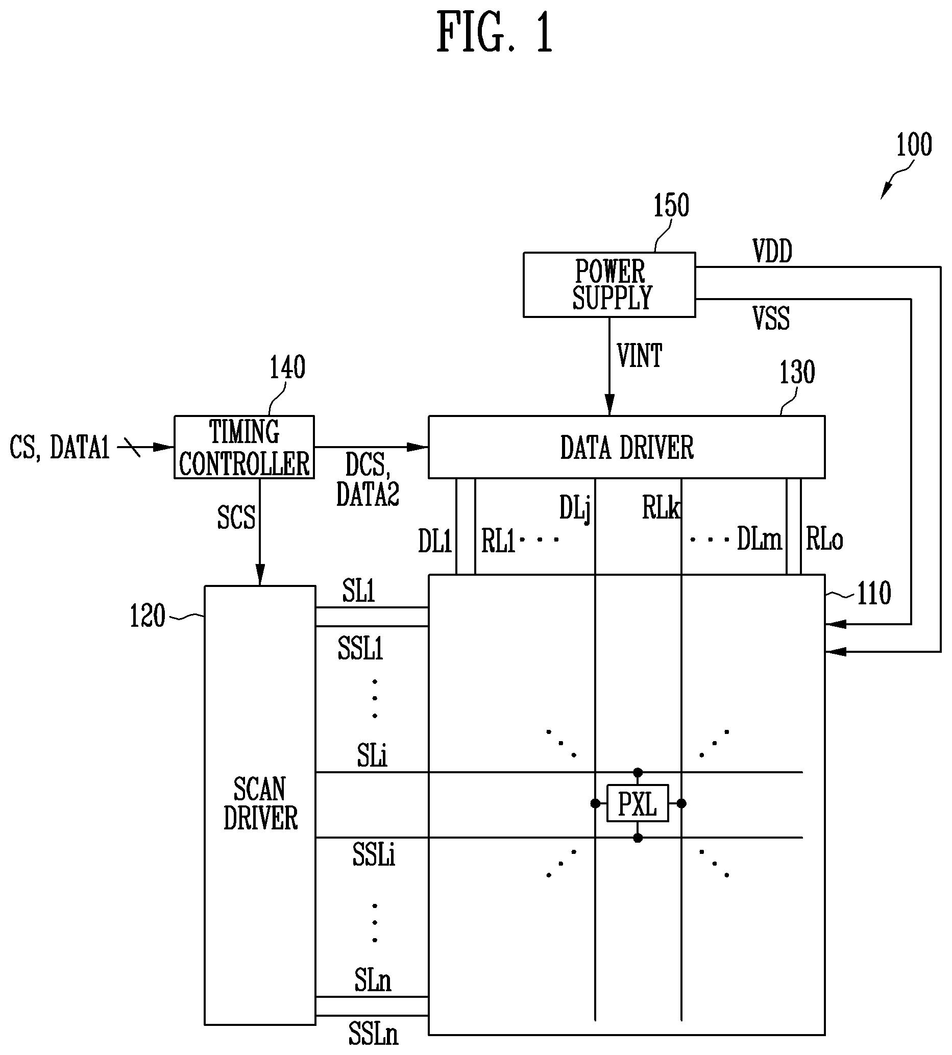 Patent US11847959 Figure 1 – Display device having sensing mode for sensing electrical characteristics of pixels