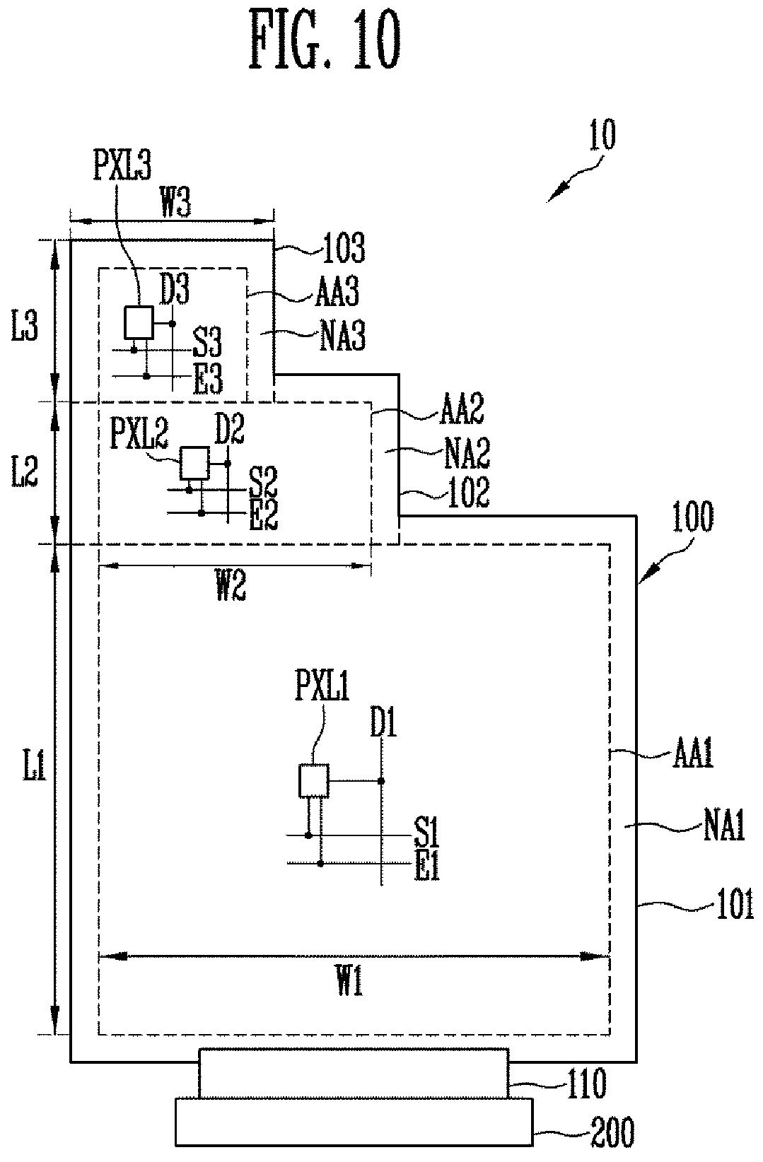 Patent US11847973 Figure 10 – Display device capable of displaying an image of uniform brightness