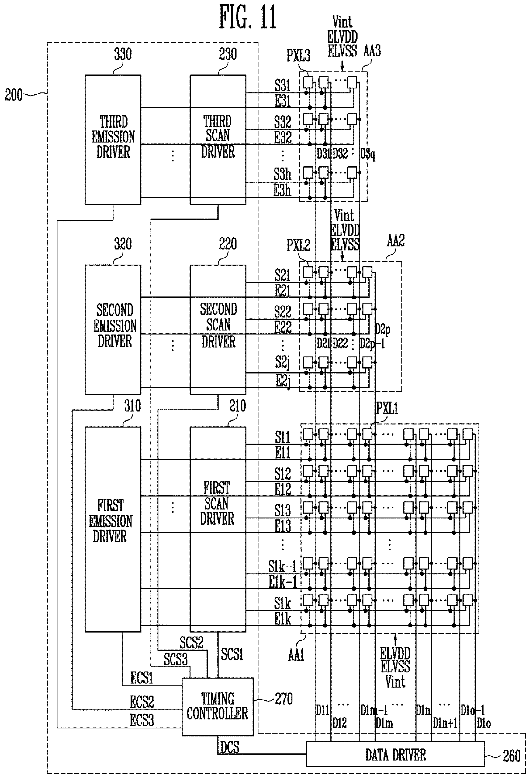 Patent US11847973 Figure 11 – Display device capable of displaying an image of uniform brightness