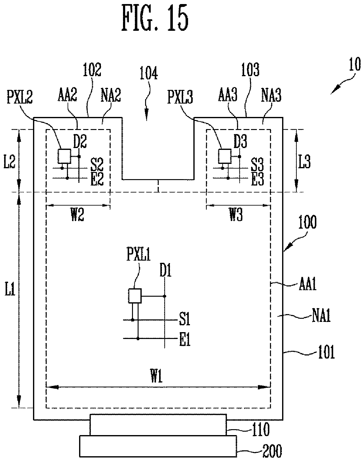 Patent US11847973 Figure 15 – Display device capable of displaying an image of uniform brightness