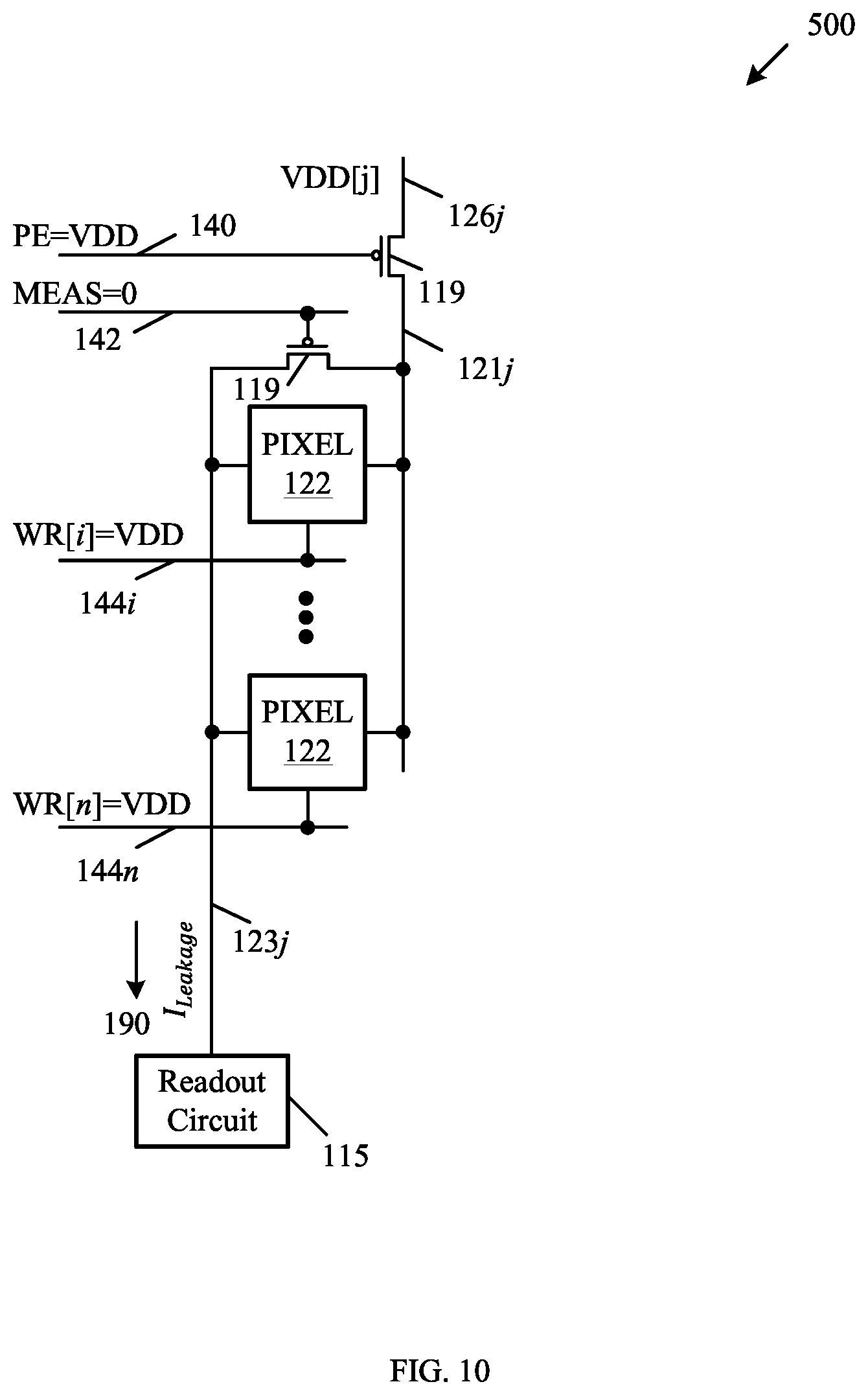 Patent US11847976 Figure 10 – Pixel measurement through data line