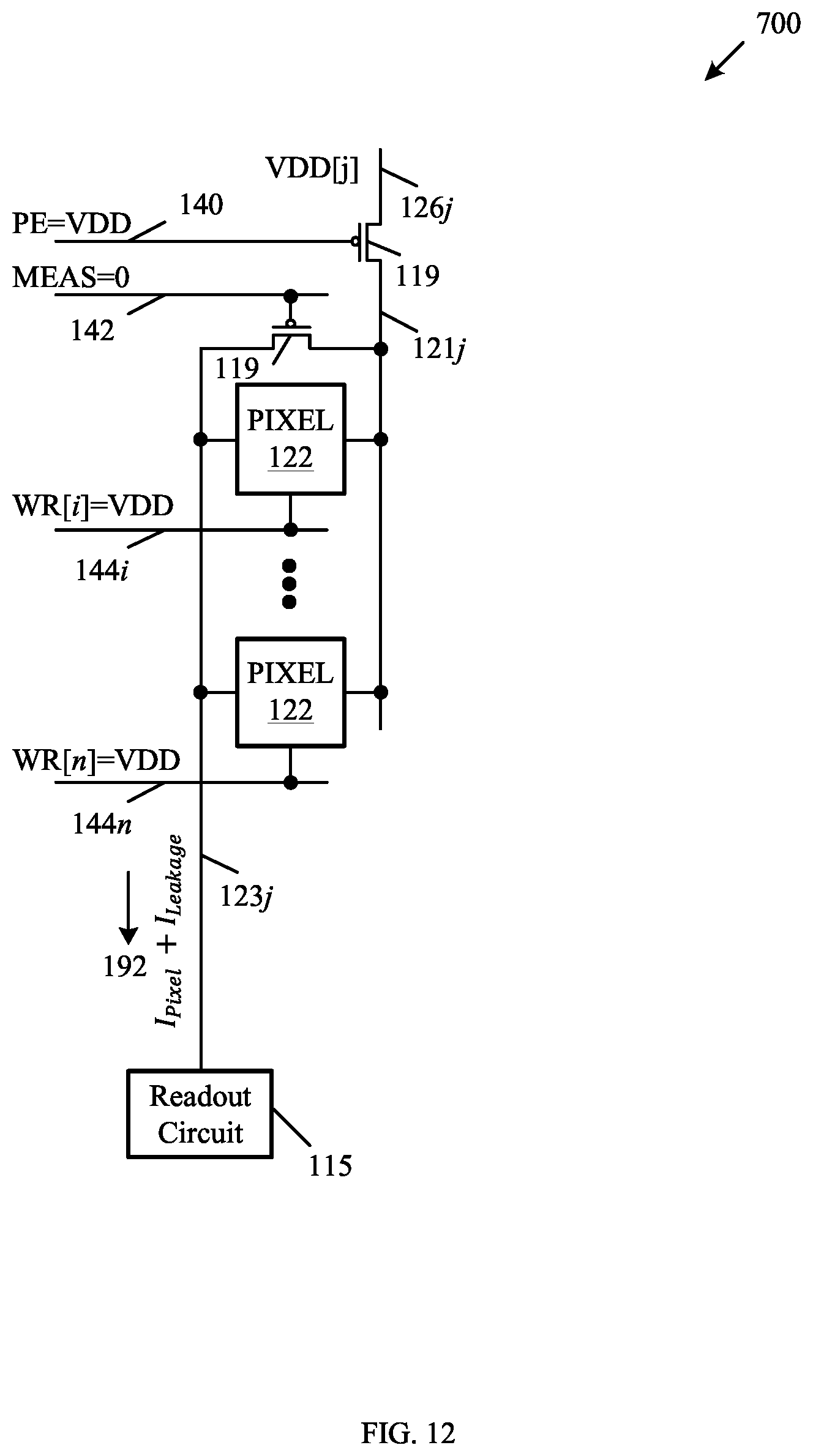 Patent US11847976 Figure 12 – Pixel measurement through data line