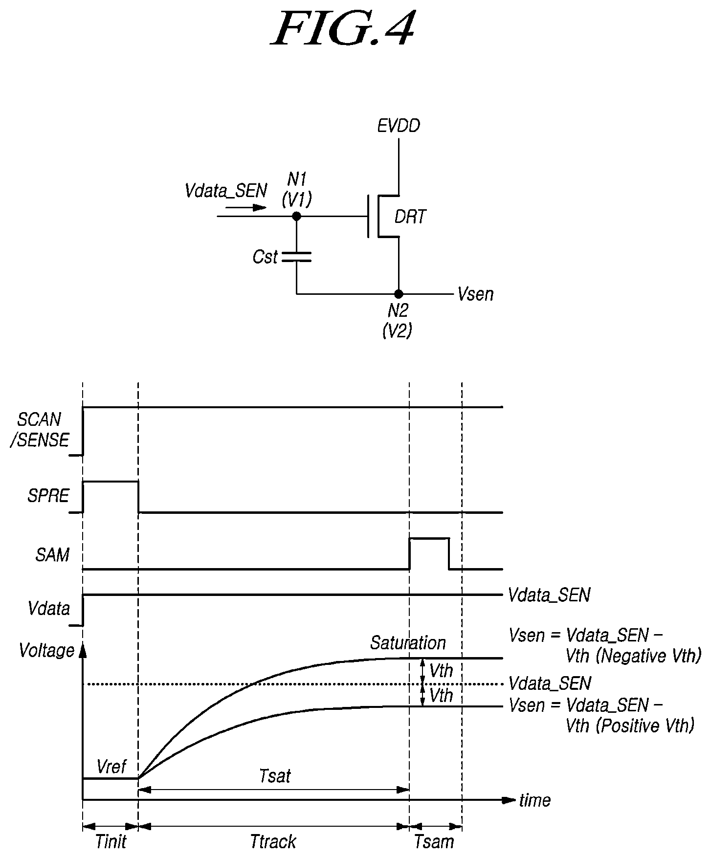 Patent US11847977 Figure 4 – Display device having a reference voltage for outputting to a subpixel