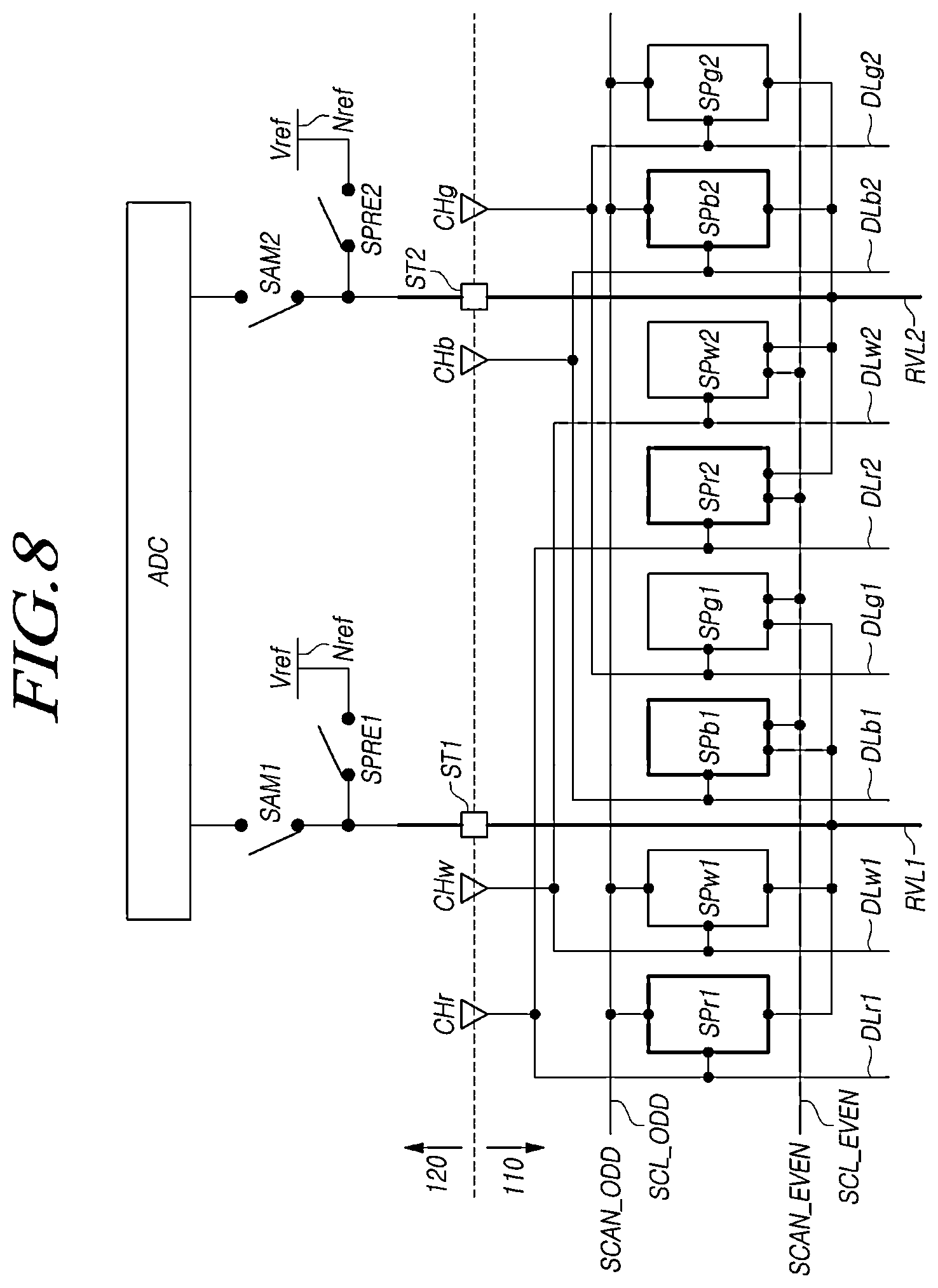 Patent US11847977 Figure 8 – Display device having a reference voltage for outputting to a subpixel
