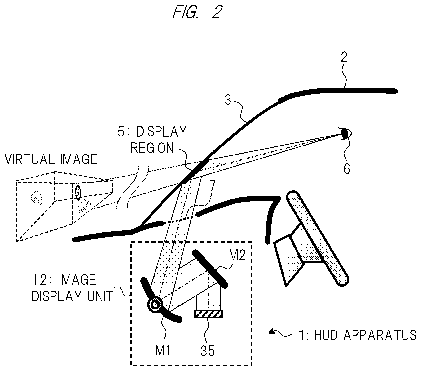 Patent US11847980 Figure 2 – Head-up display apparatus