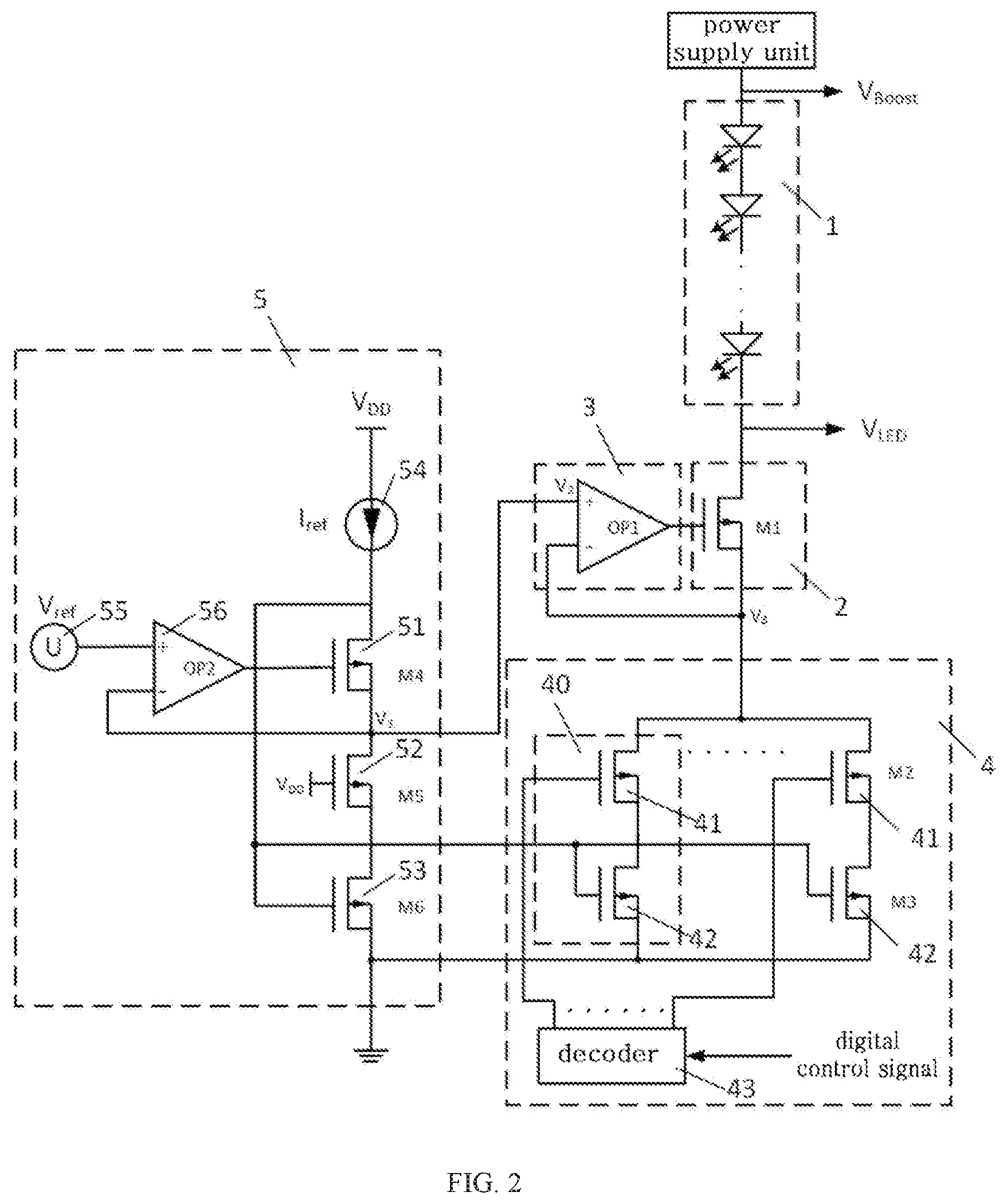 Patent US11847982 Figure 2 – Backlight LED driver circuit with current regulating function