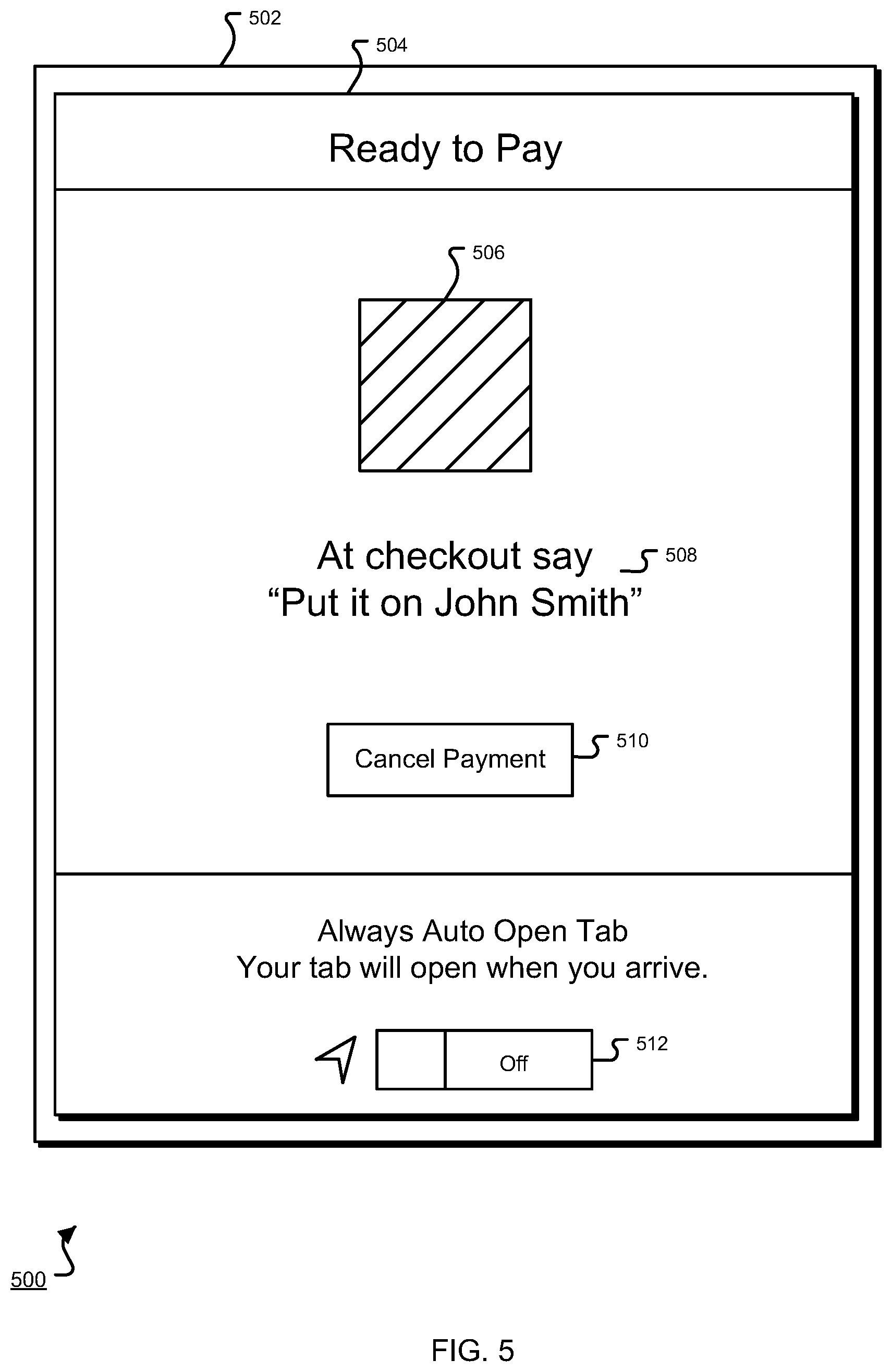 Patent US11854010 Figure 5 – Authorization of cardless payment transactions