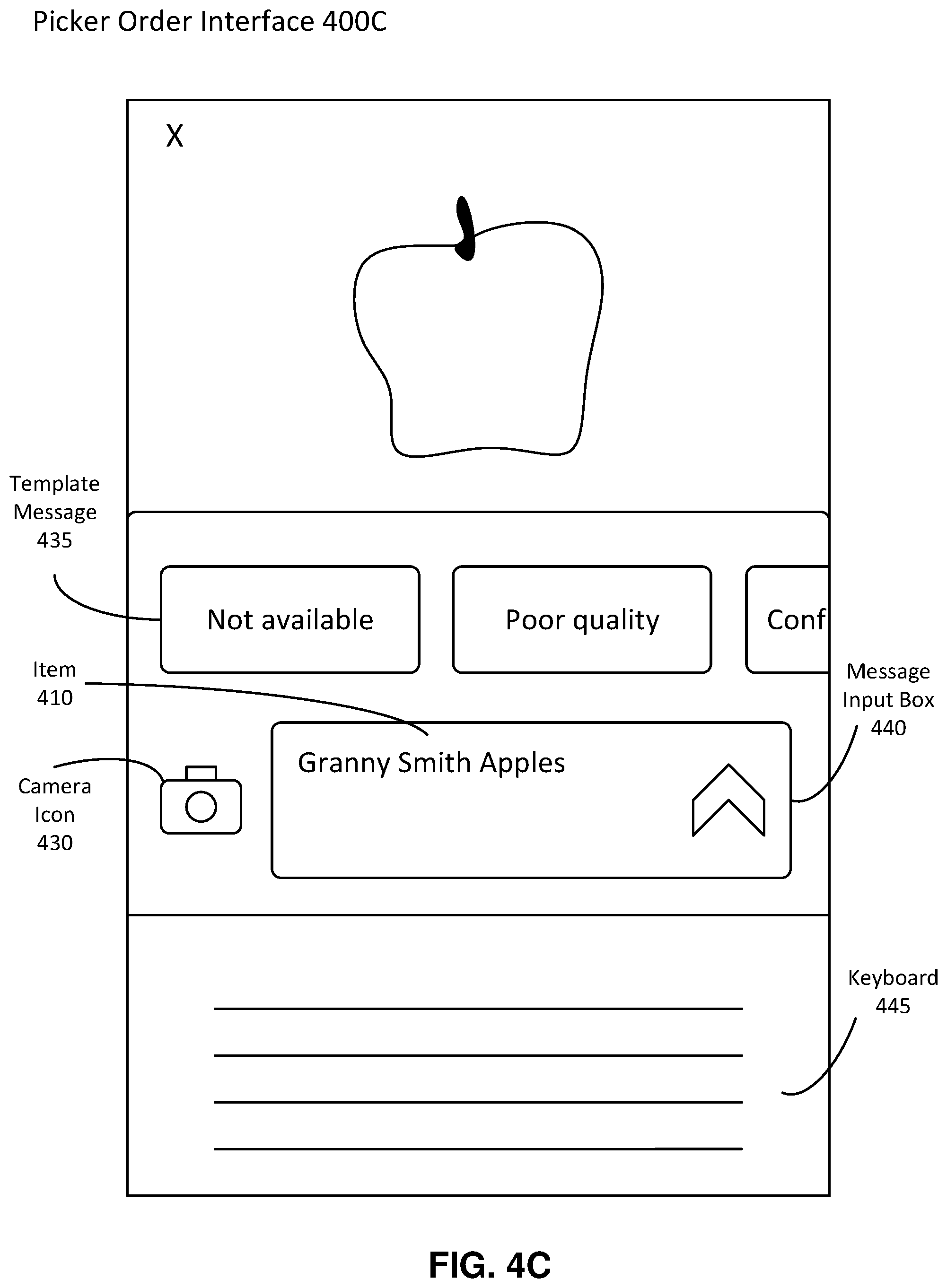 Patent US11854066 Figure 6 – Messaging interface for managing order changes