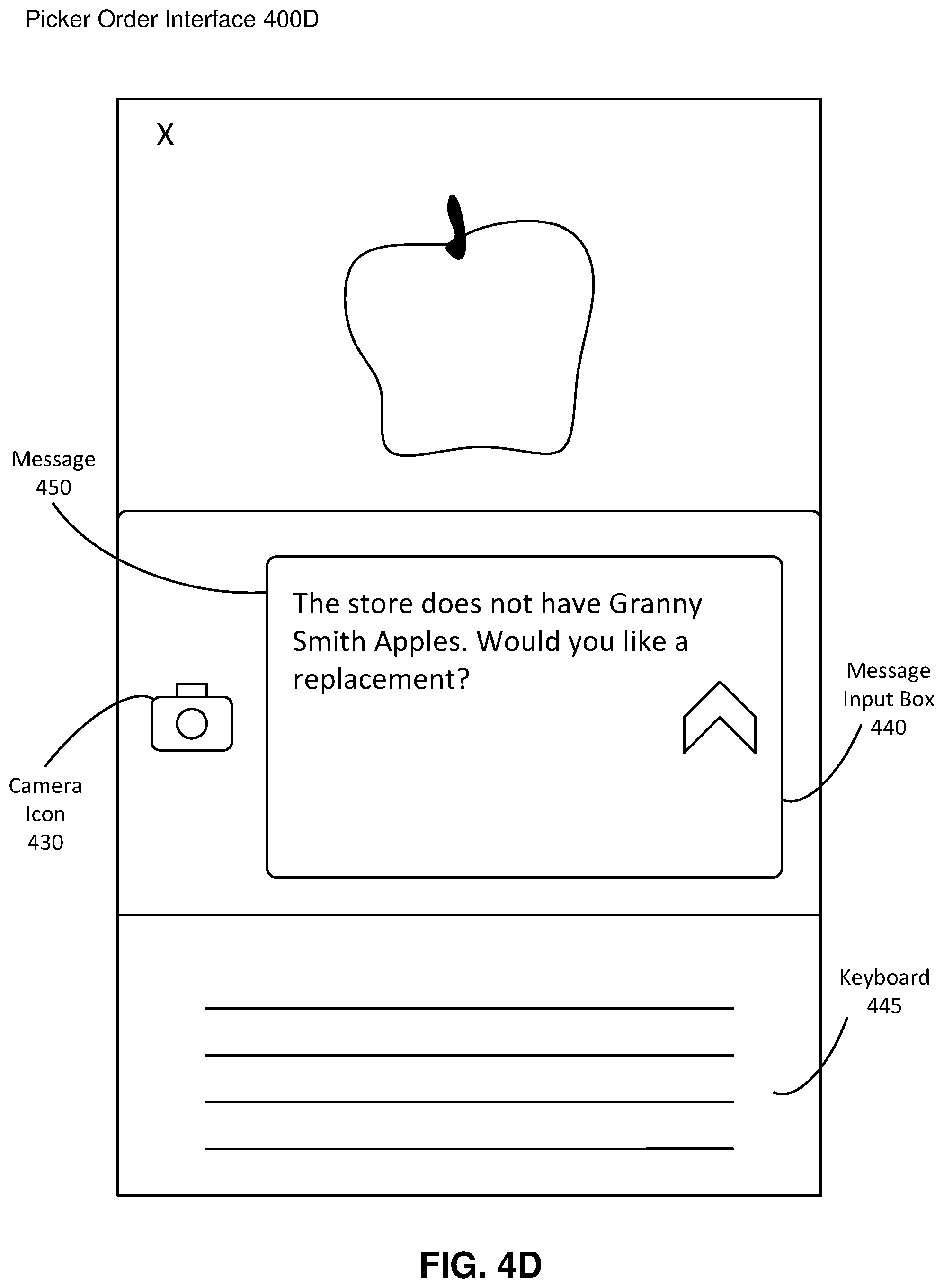 Patent US11854066 Figure 7 – Messaging interface for managing order changes