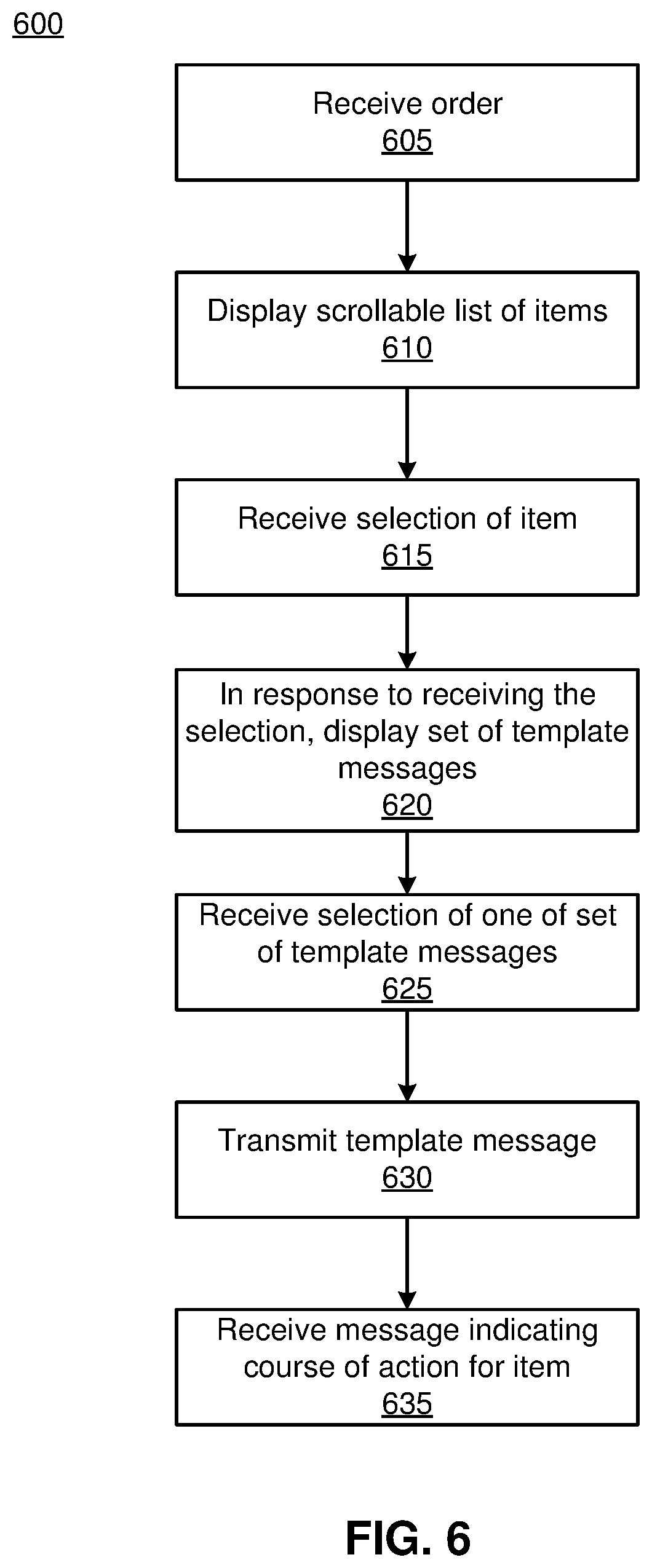 Patent US11854066 Figure 10 – Messaging interface for managing order changes