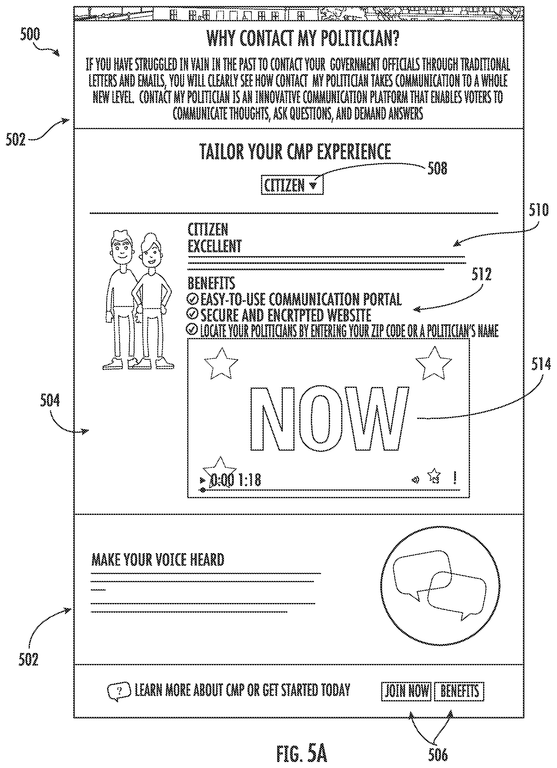 Patent US11854093 Figure 7 – Graphical user interface and method of generation for contacting government representatives