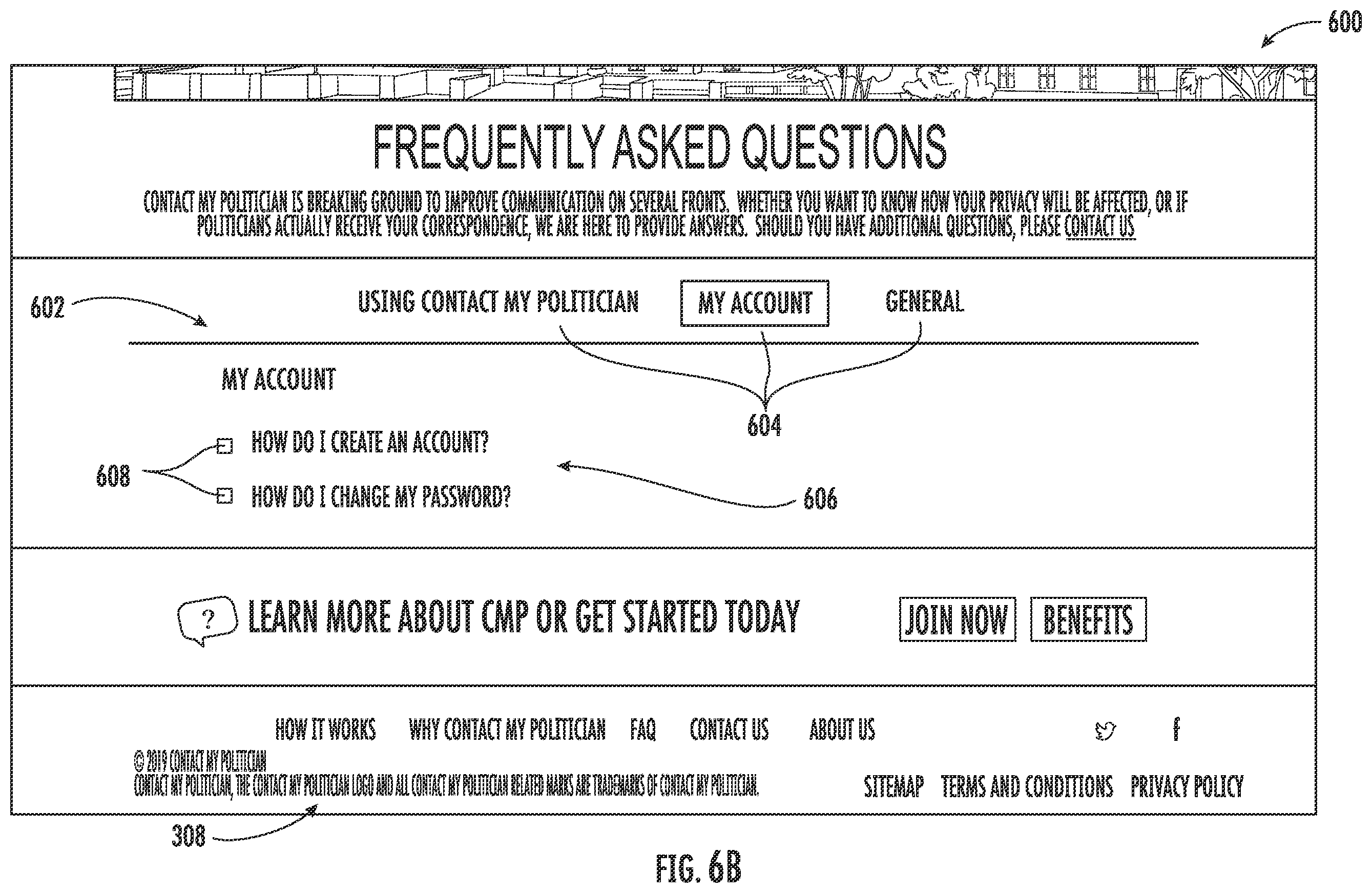 Patent US11854093 Figure 11 – Graphical user interface and method of generation for contacting government representatives