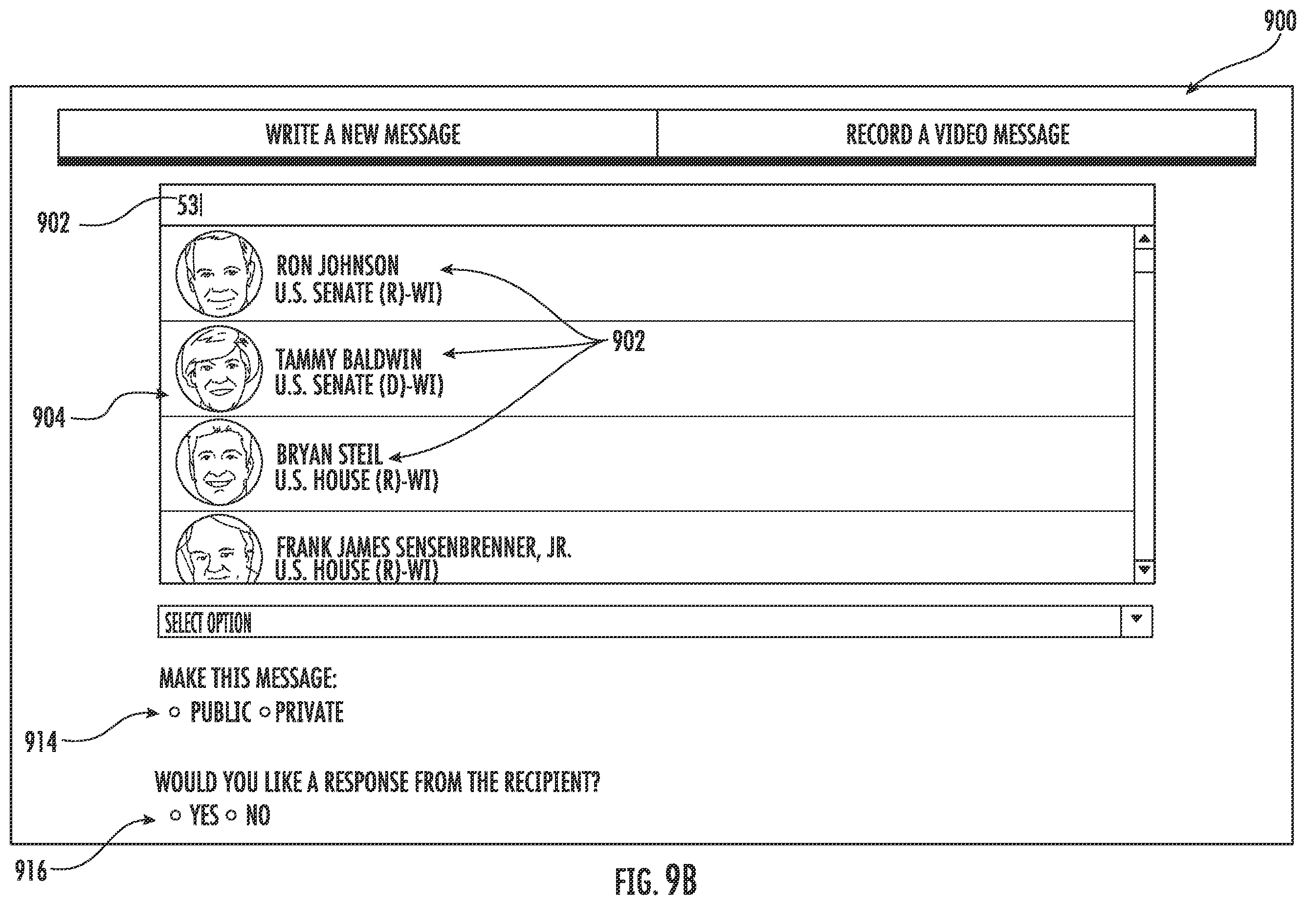 Patent US11854093 Figure 17 – Graphical user interface and method of generation for contacting government representatives