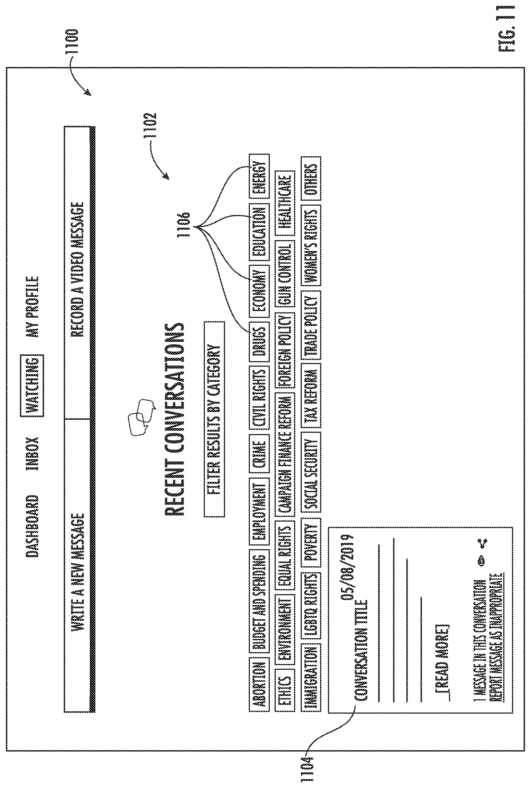Patent US11854093 Figure 20 – Graphical user interface and method of generation for contacting government representatives