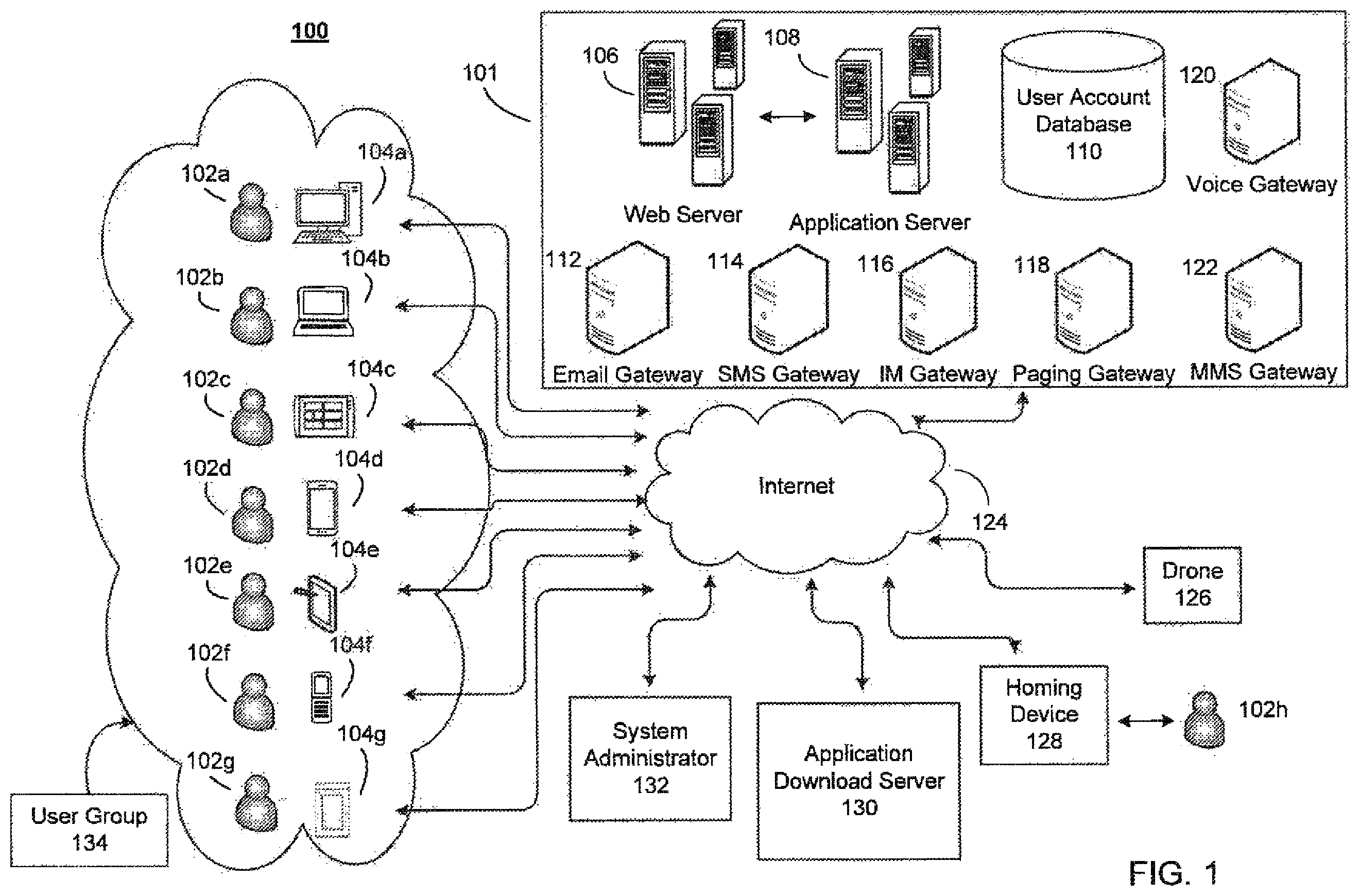 Patent US11854108 — System and method for controlling drone delivery or pick up during a delivery or pick up phase of drone operation — Figure 1