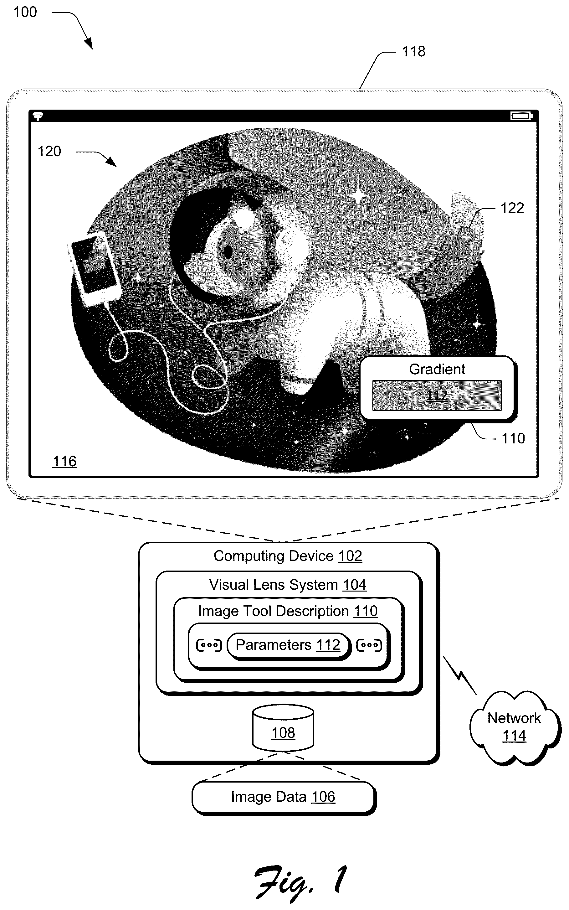 Patent US11854128 — Automated digital tool identification from a rasterized image — Figure 1