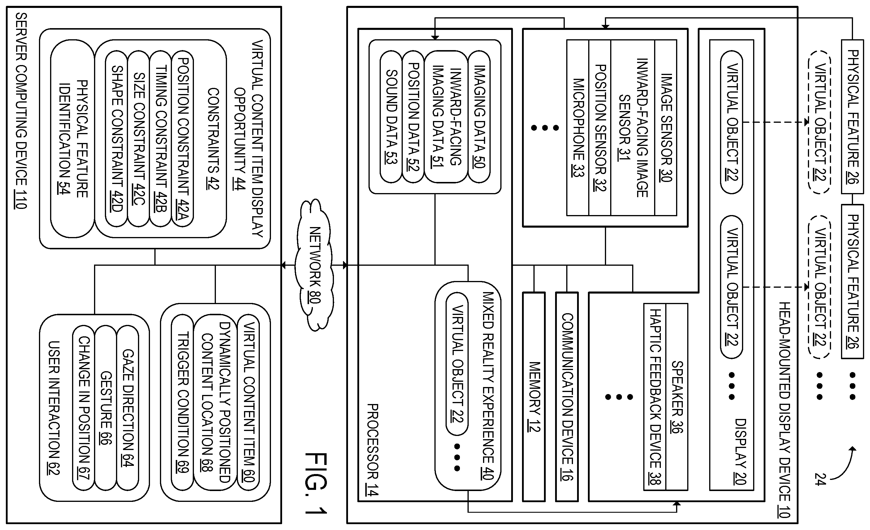 Patent US11854148 Figure 1 – Virtual content display opportunity in mixed reality