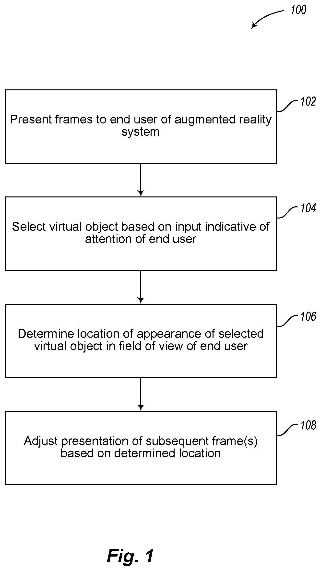 Patent US11854150 Figure 1 – Frame-by-frame rendering for augmented or virtual reality systems