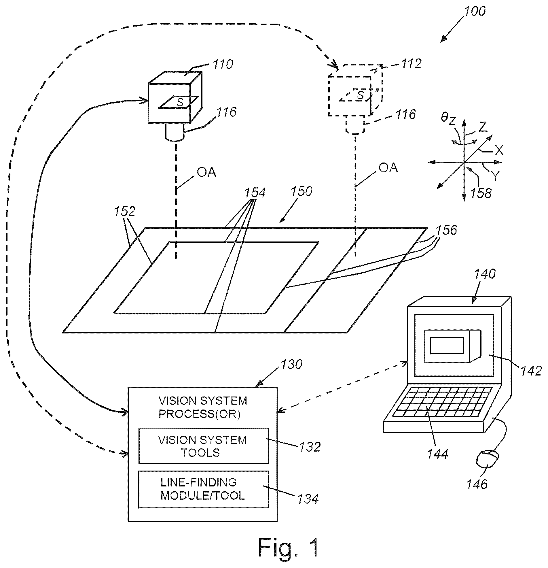 Patent US11854173 Figure 1 – System and method for finding lines in an image with a vision system