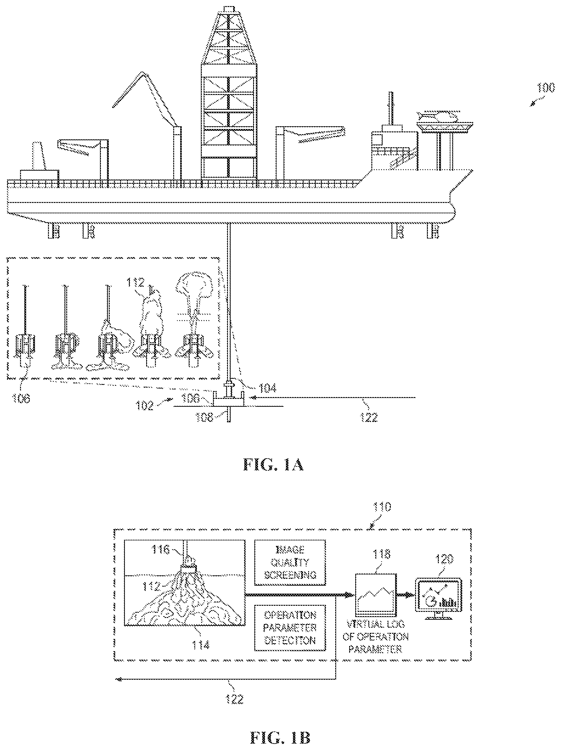 Patent US11854254 Figure 1 – Systems and methods for initiating adjustment of an operation associated with an underwater drilling system