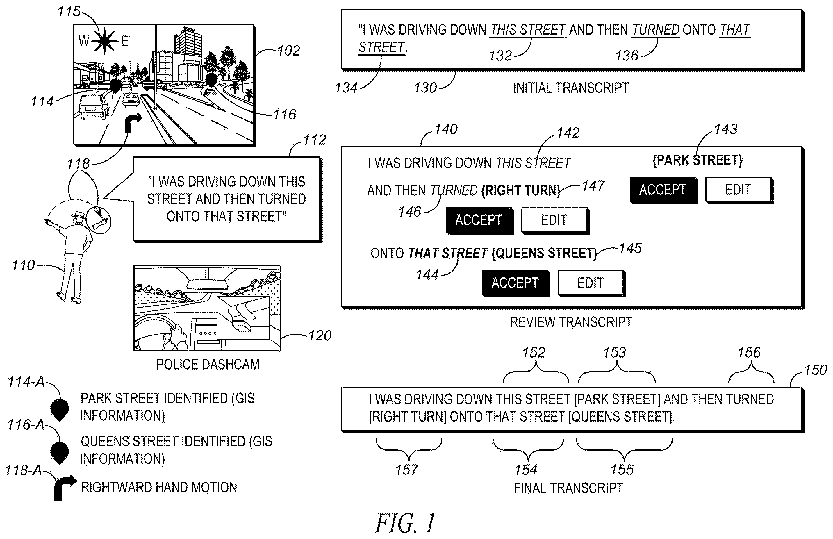 Patent US11854267 Figure 1 – System and method for witness report assistant