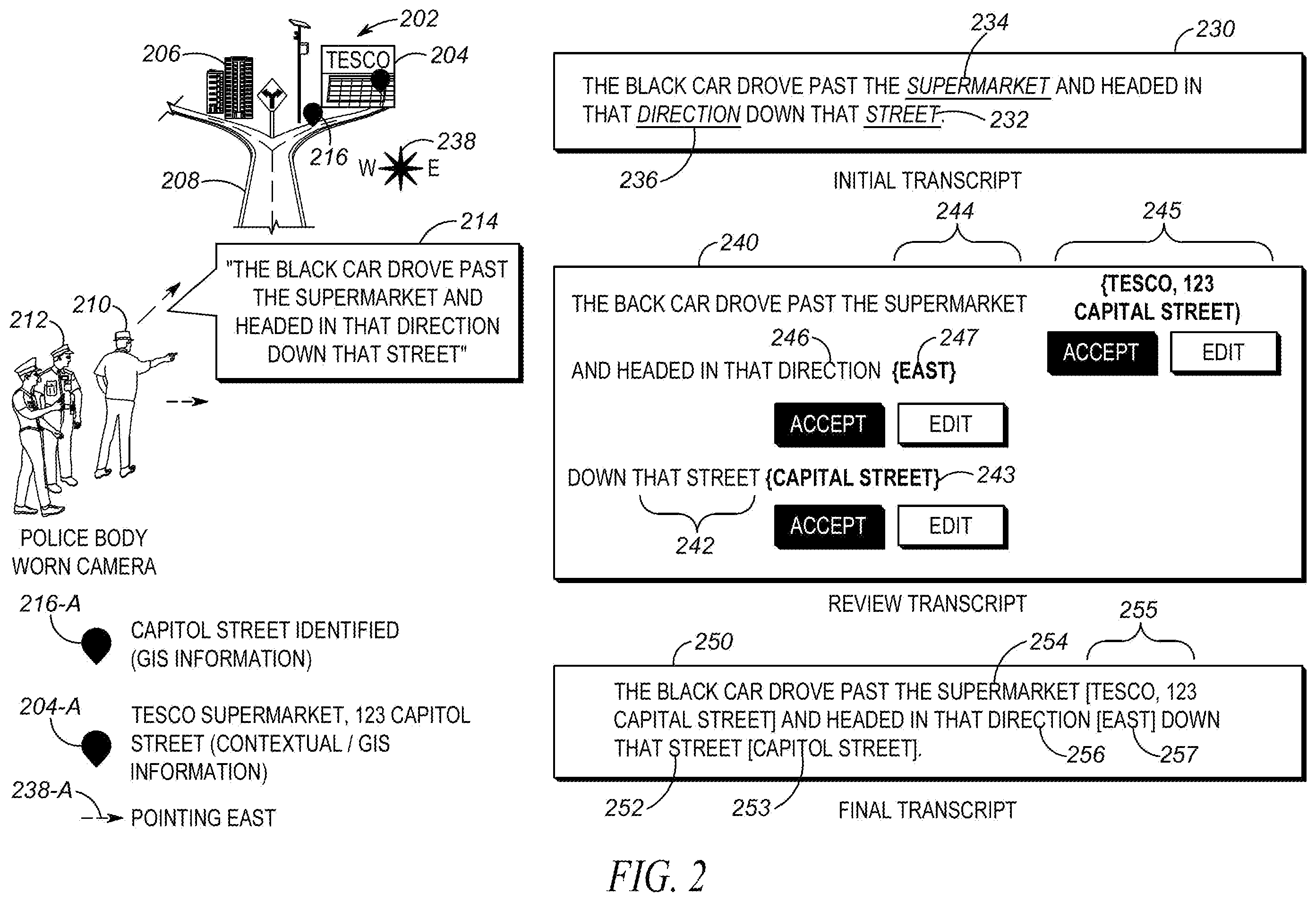 Patent US11854267 Figure 2 – System and method for witness report assistant