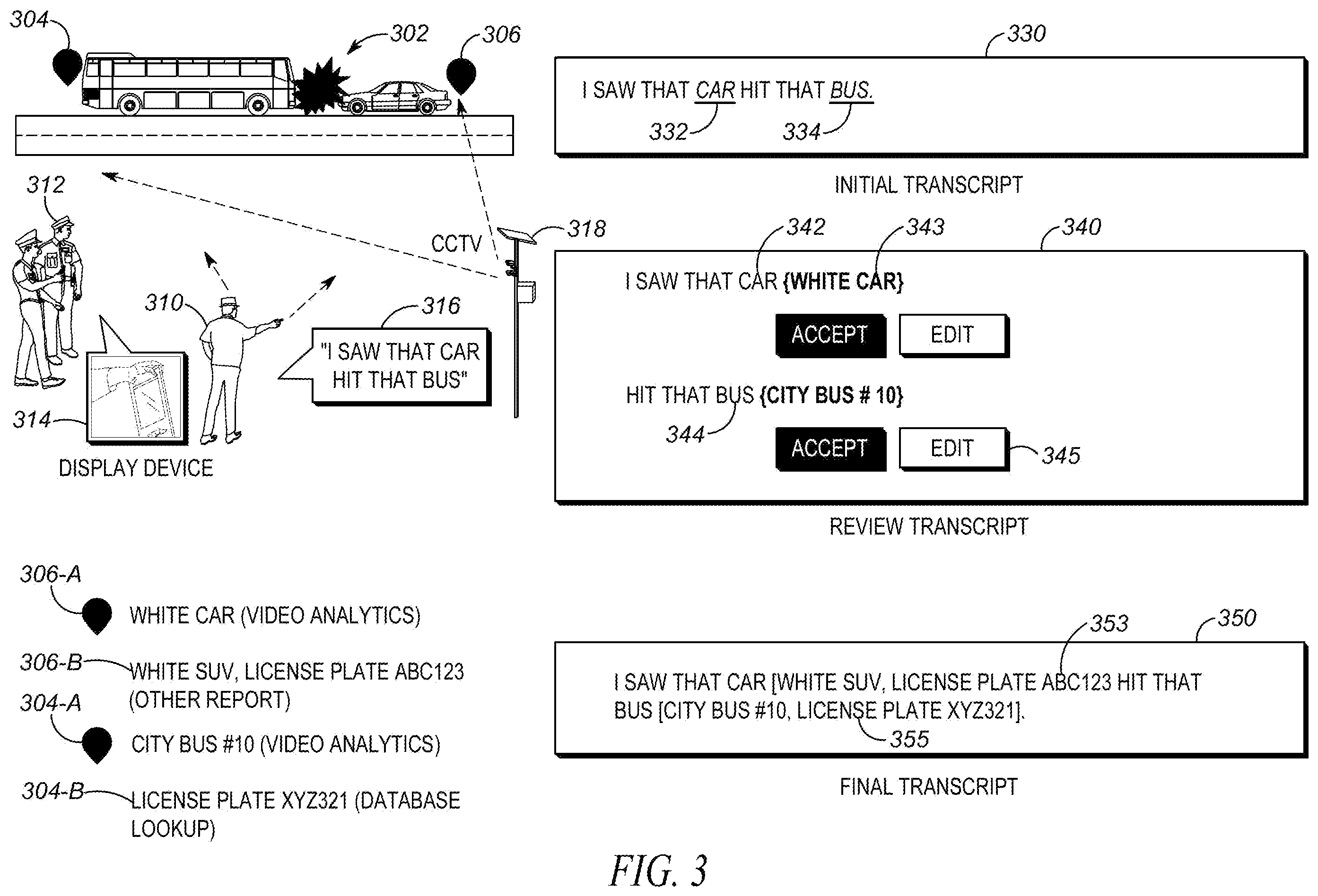 Patent US11854267 Figure 3 – System and method for witness report assistant