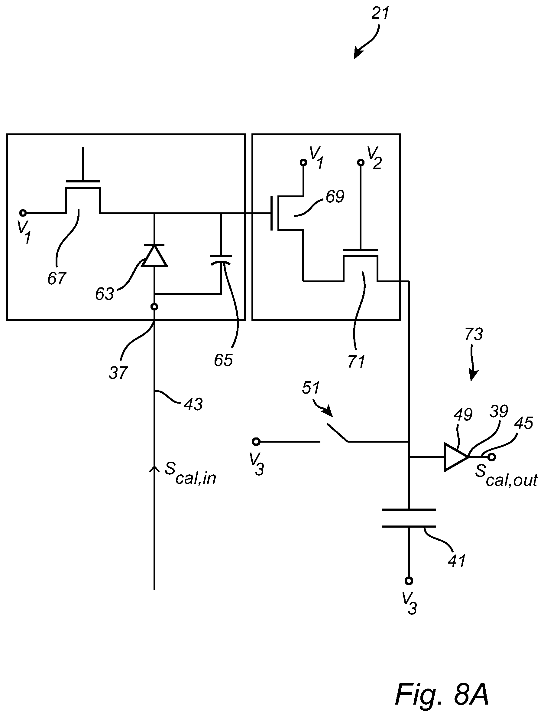 Patent US11854296 Figure 6 – TFT-based fingerprint sensing system with calibration circuitry
