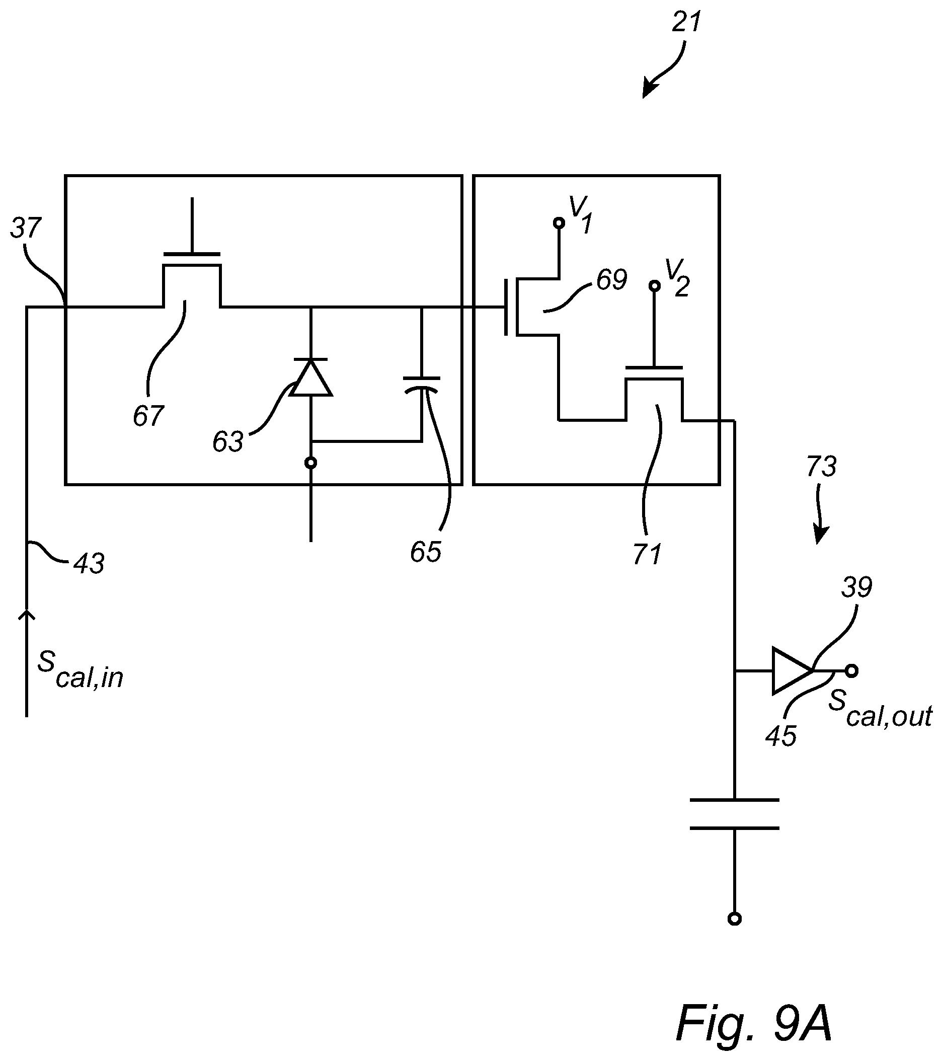 Patent US11854296 Figure 8 – TFT-based fingerprint sensing system with calibration circuitry