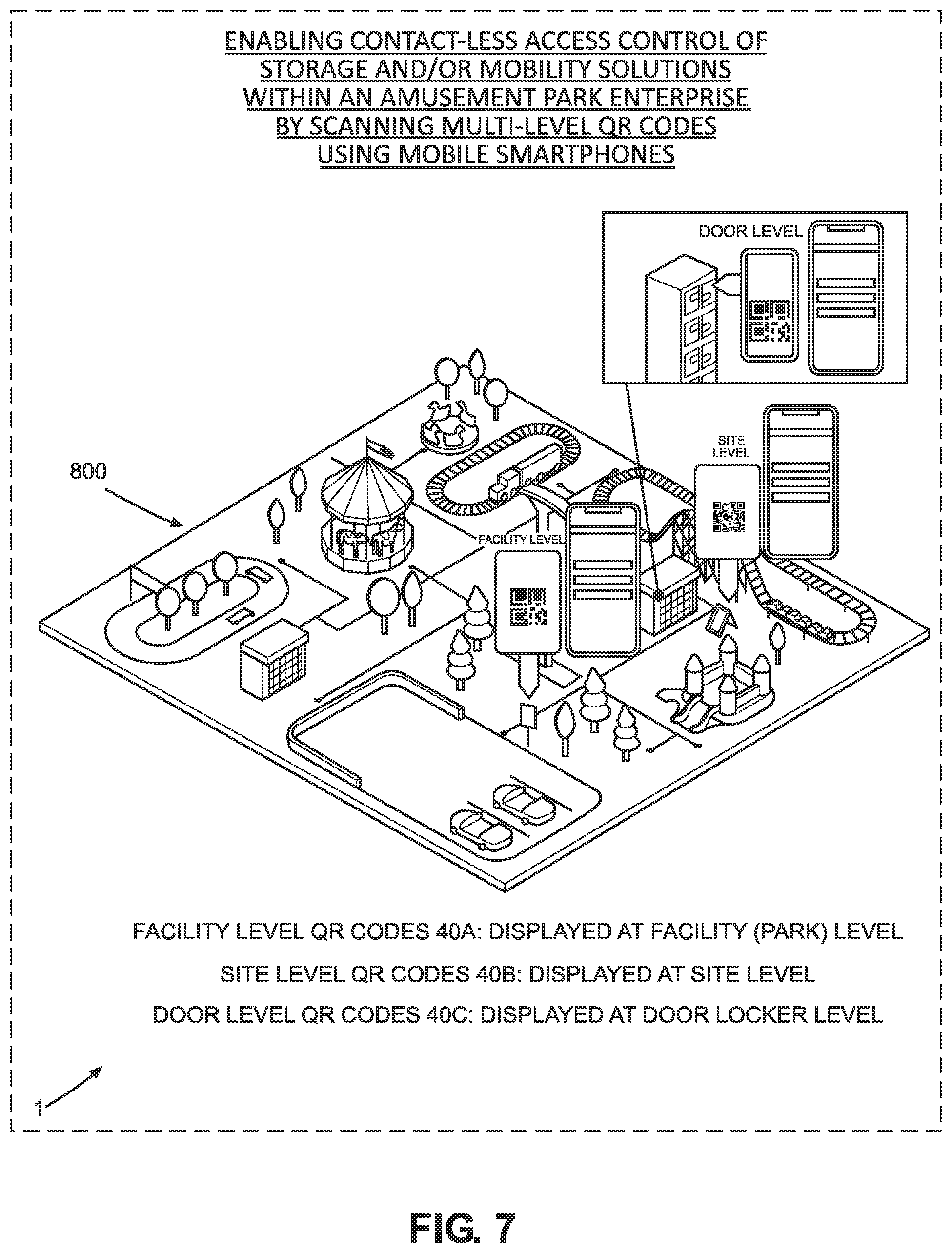 Patent US11854336 Figure 13 – Wireless access control network for enabling contact-less access control or wireless-networked electric convenience vehicles (ECVs) available for rental access and use in an environment, by scanning multi-level machine-readable codes displayed in the environment using web-enabled mobile phones