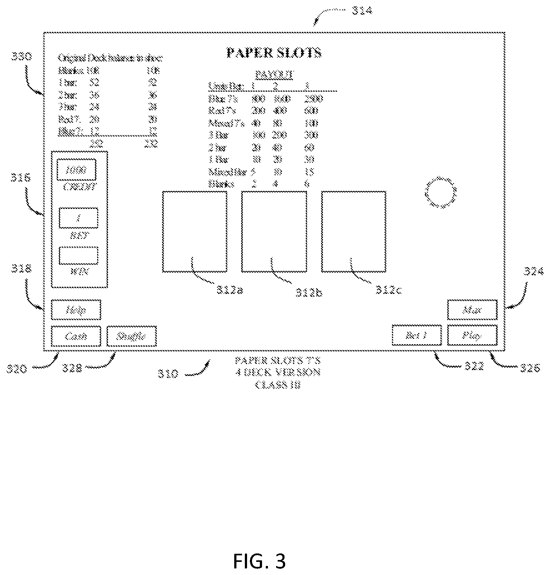 Patent US11854338 Figure 3 – Card selection and display and restoration