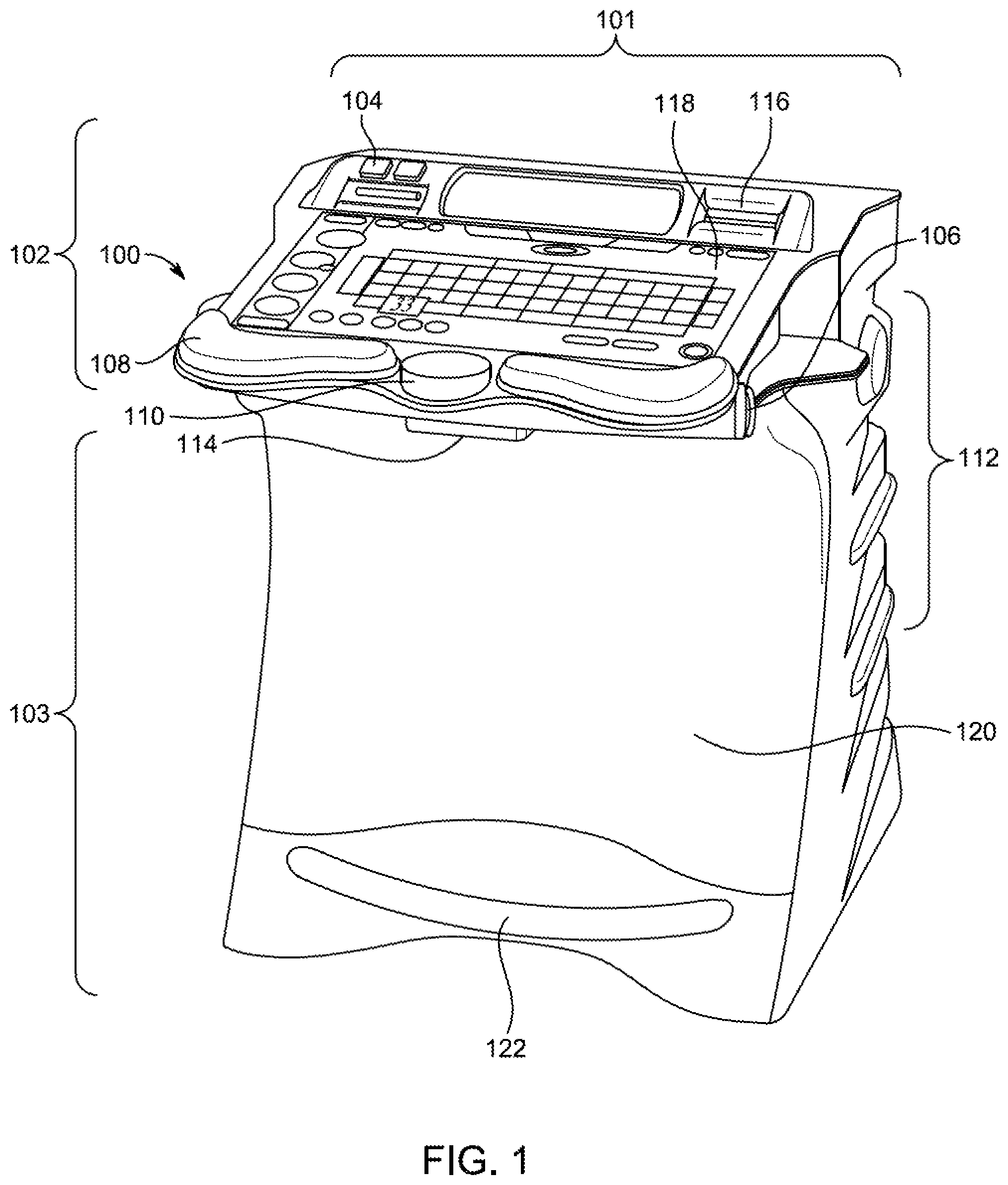Patent US11854342 Figure 1 – Gaming cabinet with universal connection for mechanical game topper