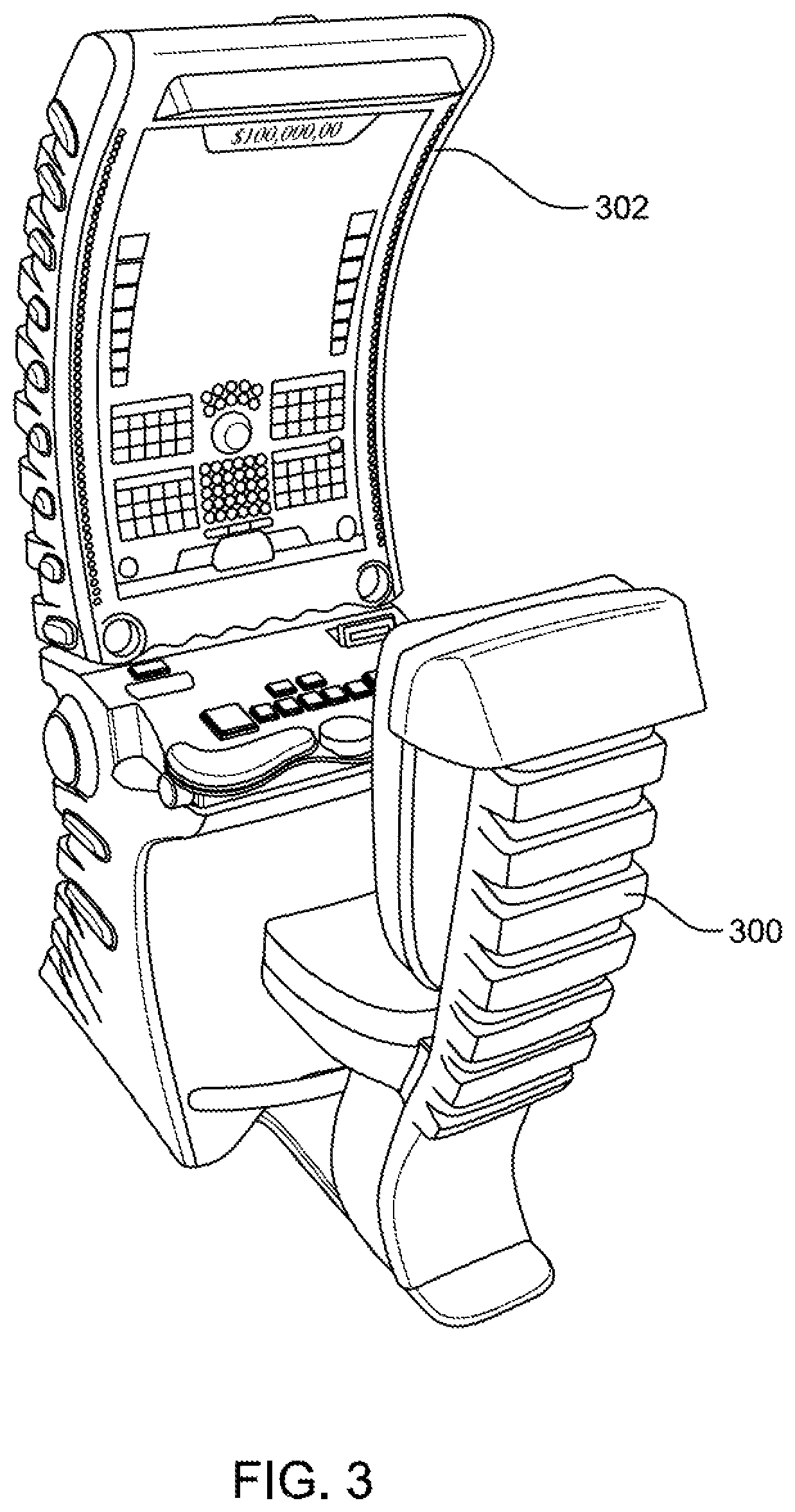 Patent US11854342 Figure 3 – Gaming cabinet with universal connection for mechanical game topper