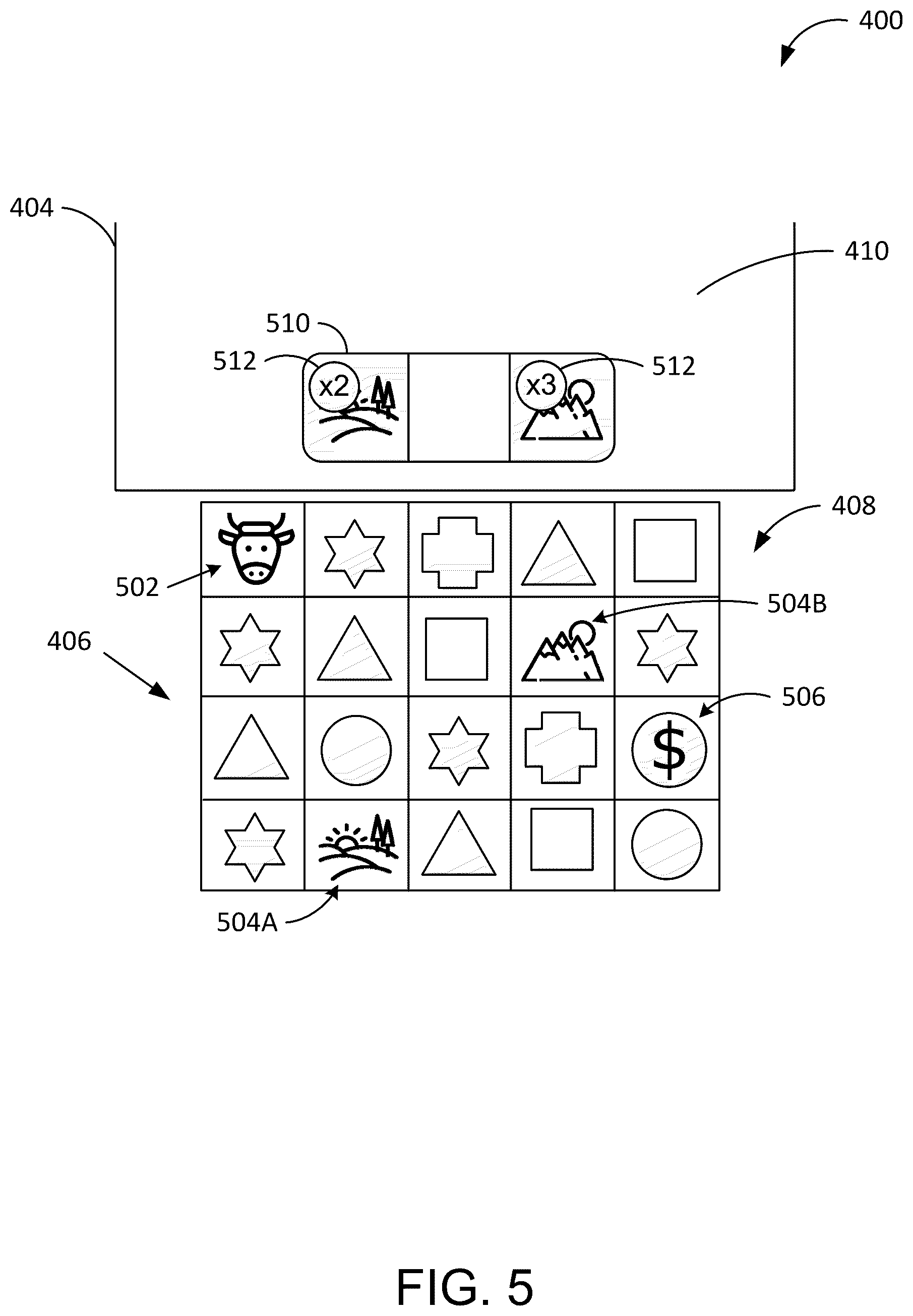 Patent US11854345 Figure 5 – Systems and methods for supplementing a wagering game