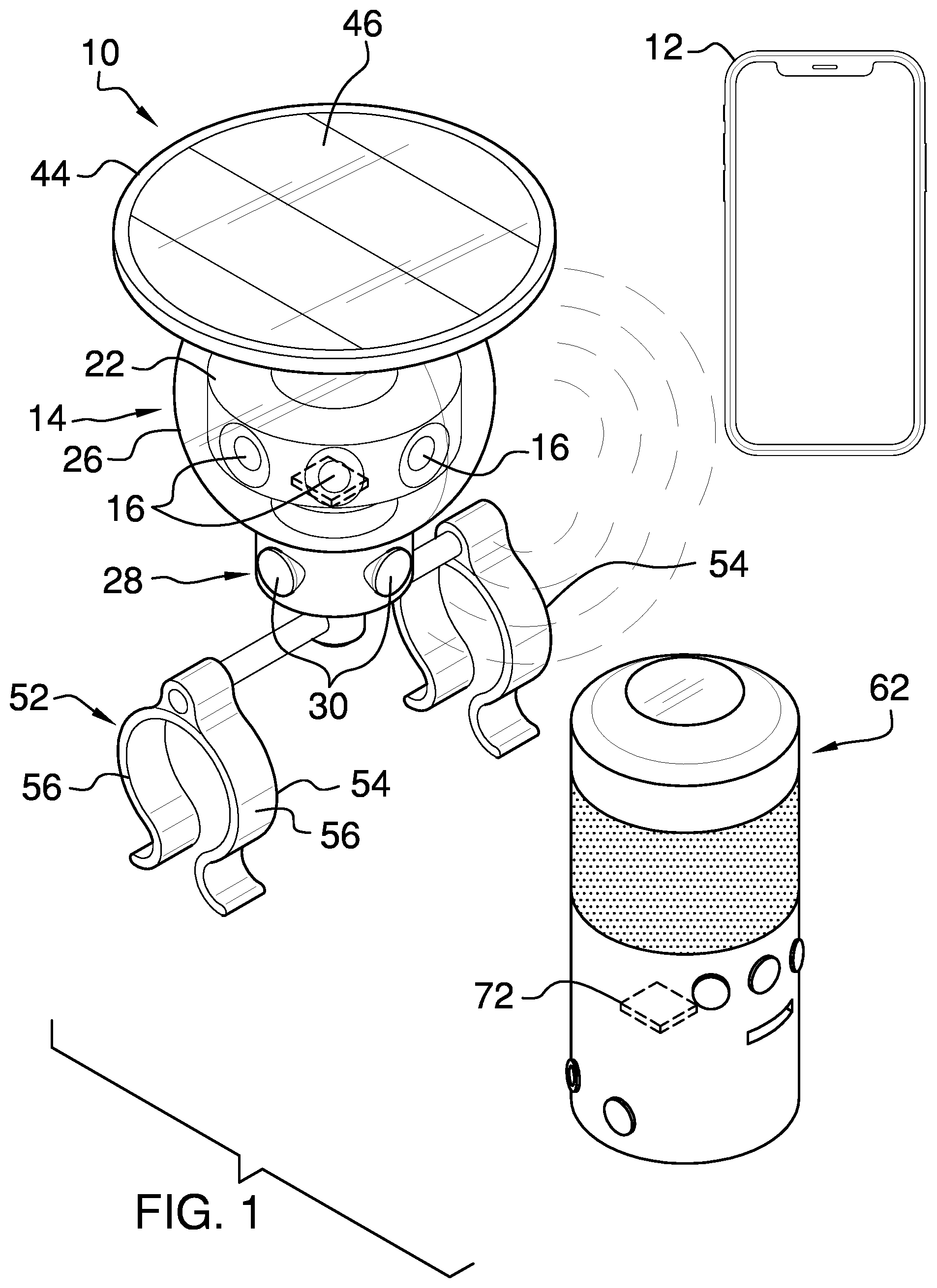 Patent US11854355 Figure 1 – Proximity alarm assembly