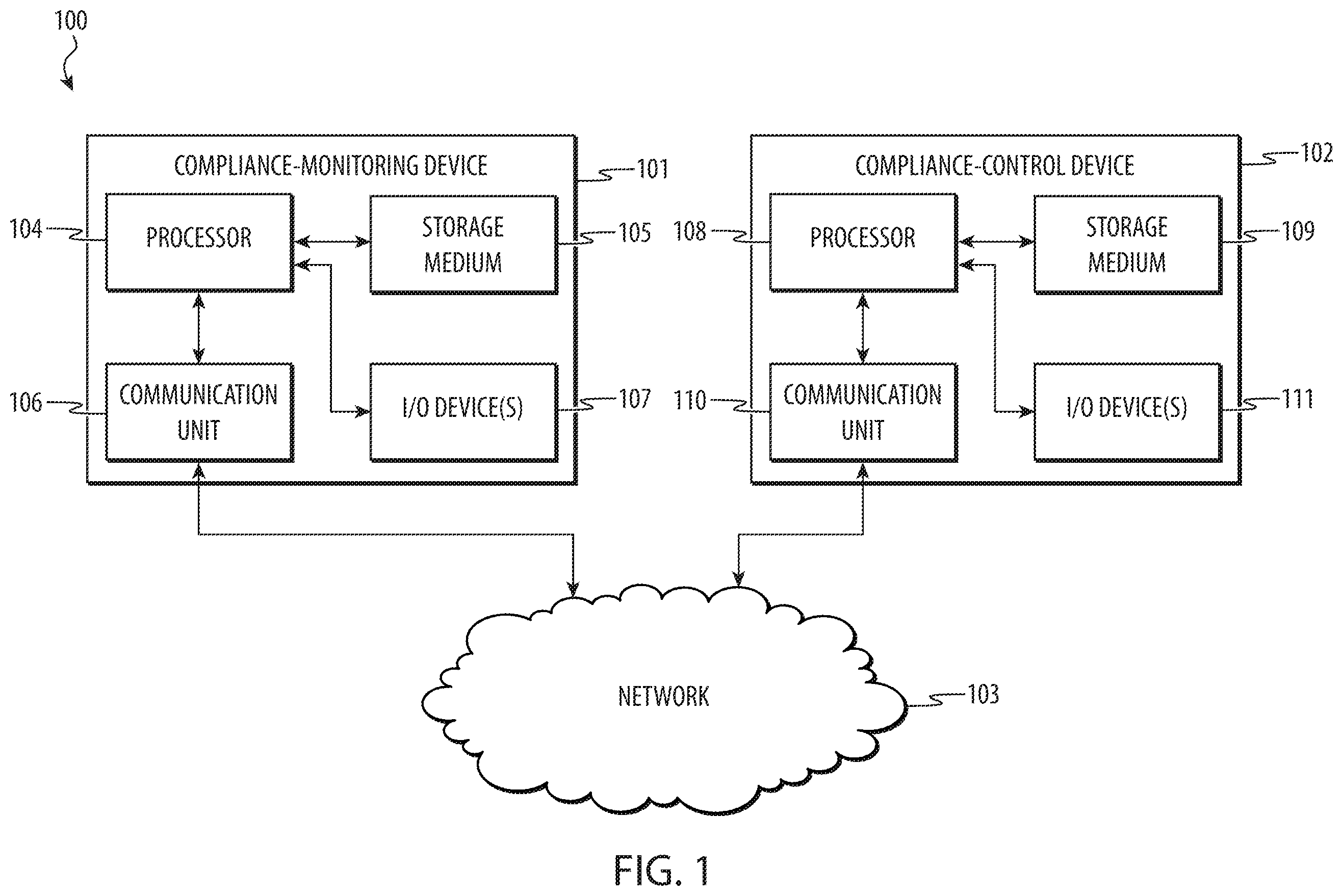 Patent US11854365 Figure 1 – Graphical user interface and networked system for managing dynamic geo-fencing for a personal compliance-monitoring device