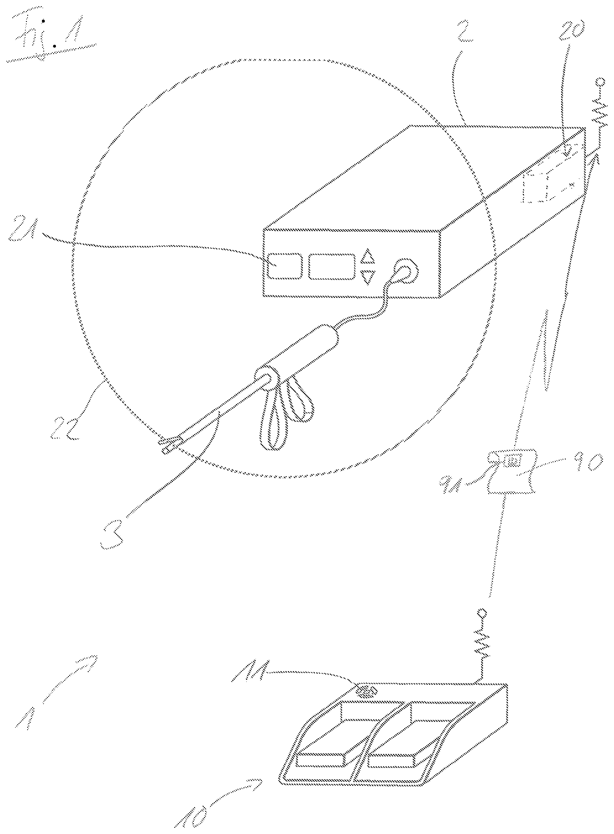 Patent US11854381 Figure 1 – Coupling of foot switch and medical device