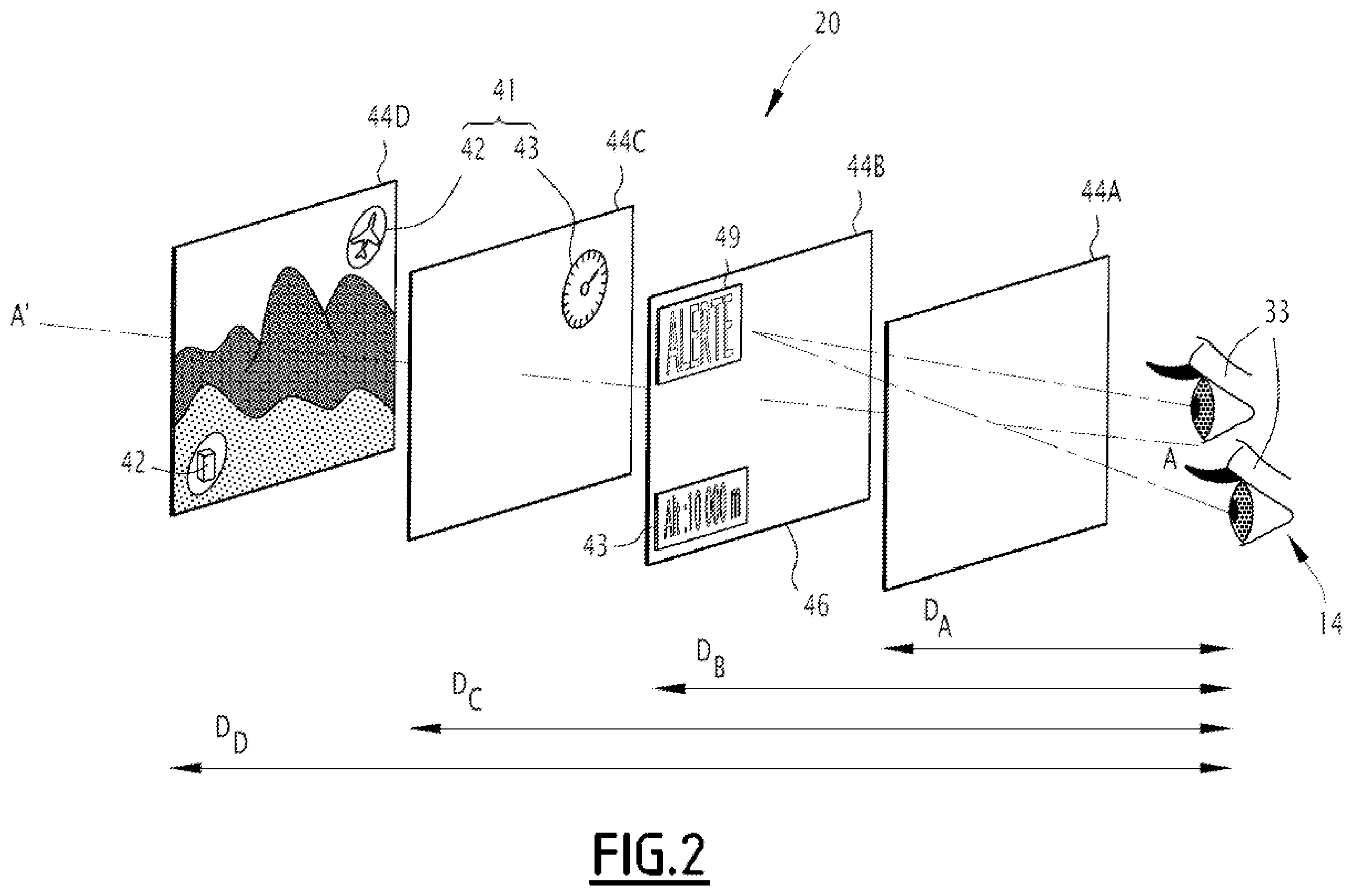 Patent US11854409 Figure 2 – Electronic display management device for a head-up display screen and associated display system, management method and computer program product
