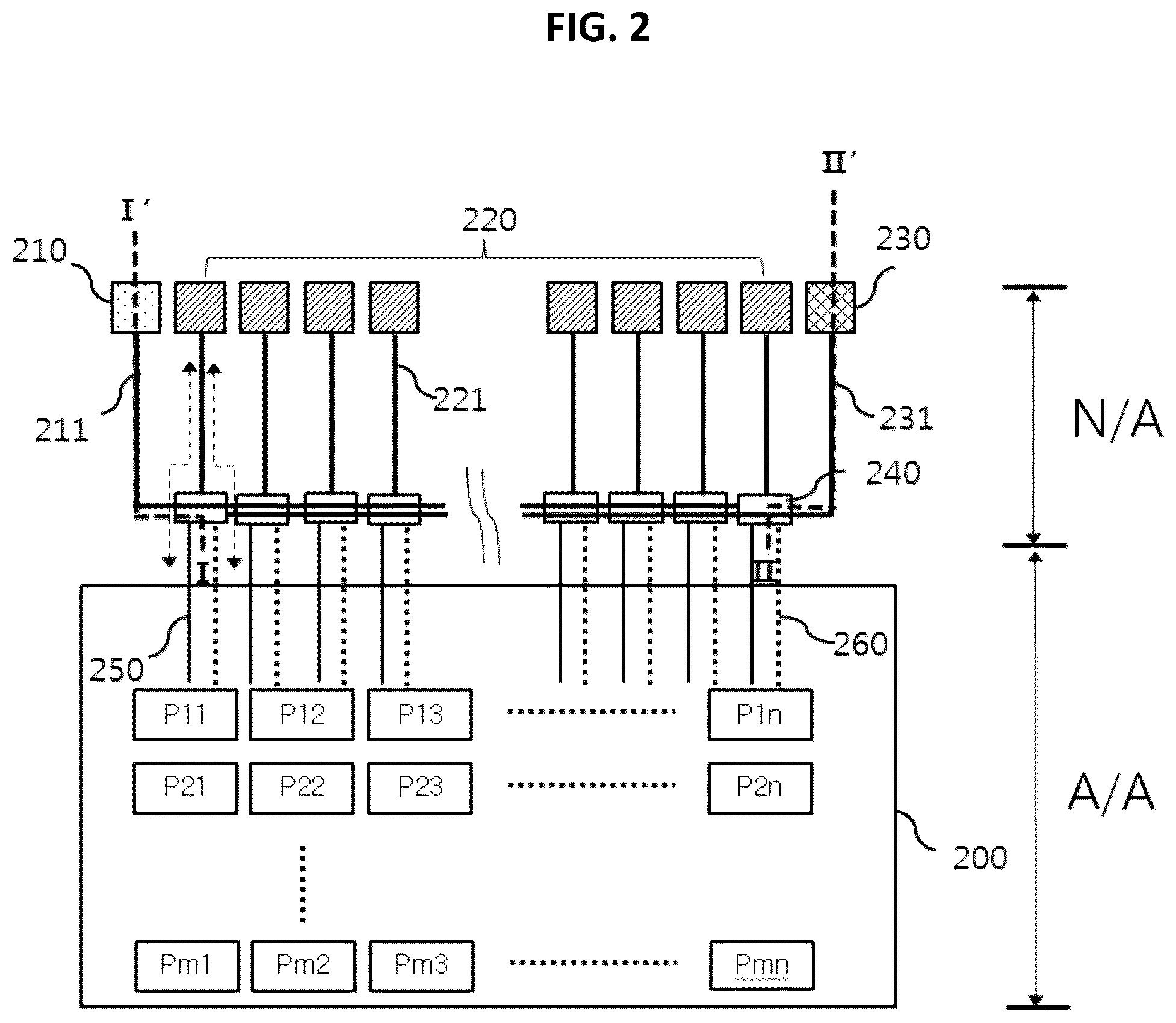 Patent US11854447 Figure 2 – In-cell touch organic light-emitting diode display device