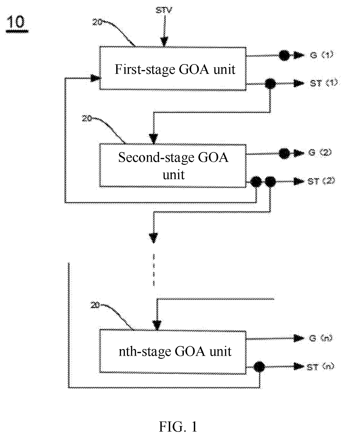 Patent US11854461 Figure 1 – GOA circuit and display panel