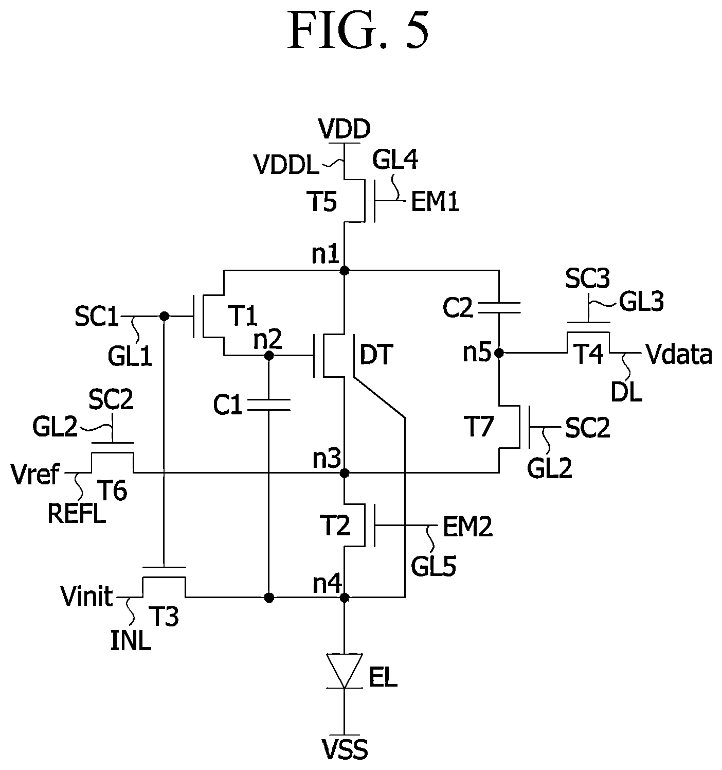 Patent US11854480 Figure 5 – Pixel circuit, method for driving pixel circuit and display device