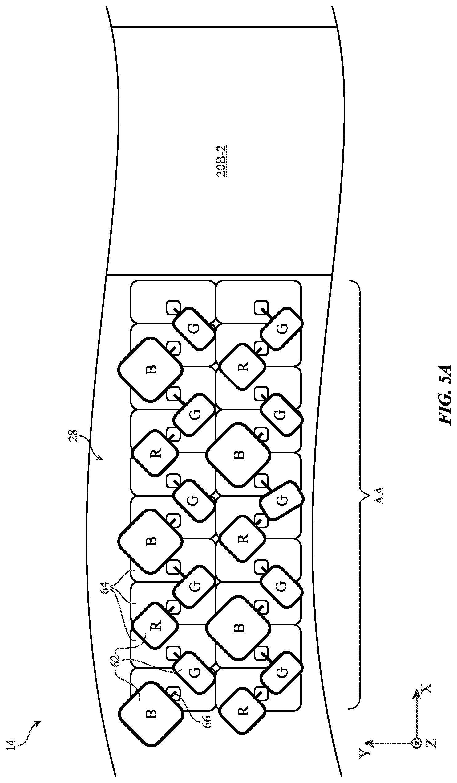 Patent US11854490 Figure 5 – Displays with gate driver circuitry in an active area