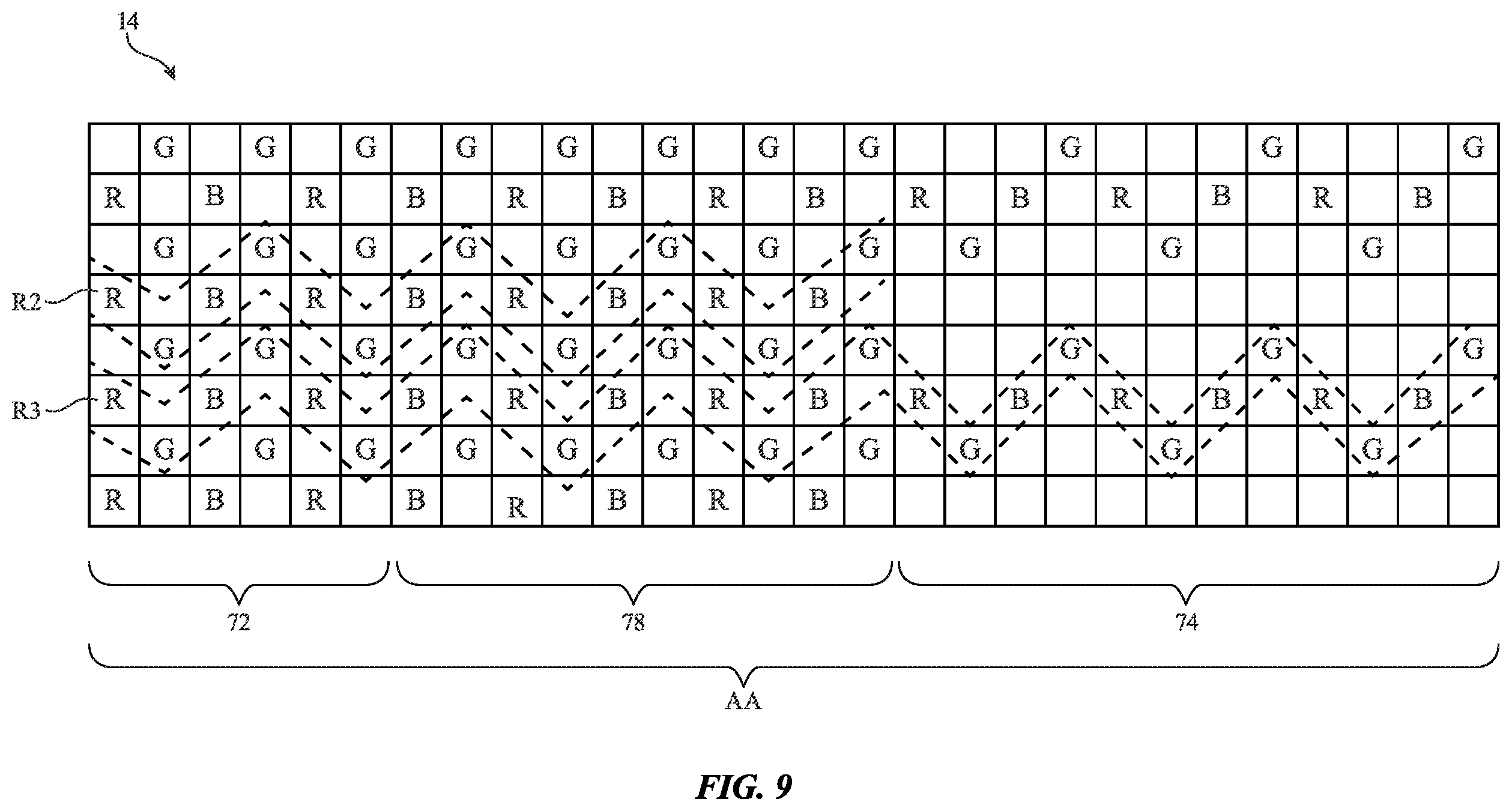 Patent US11854490 Figure 11 – Displays with gate driver circuitry in an active area
